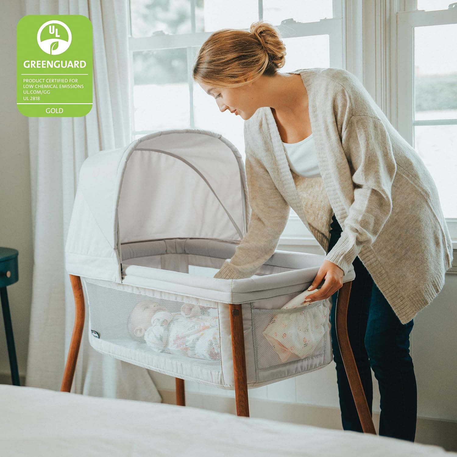 Alternative view of Chicco LullaGo Anywhere LE Portable Bassinet with Canopy, Waterproof Mattress and Fitted Sheet, Travel Bassinet for Baby Includes Carry Bag | Serene/Beige
