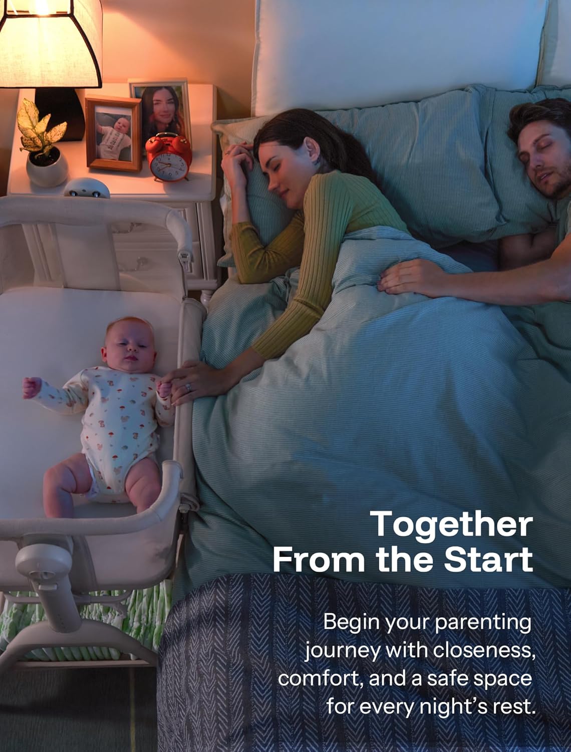 Alternative view of HARPPA Cuddly Baby Bassinet Bedside Sleeper, 3 in 1 Rocking Bassinet with Mattress and Soft Cover, Full Mesh Sides, 5 Height Adjustable with Wheels for Newborns, Beige