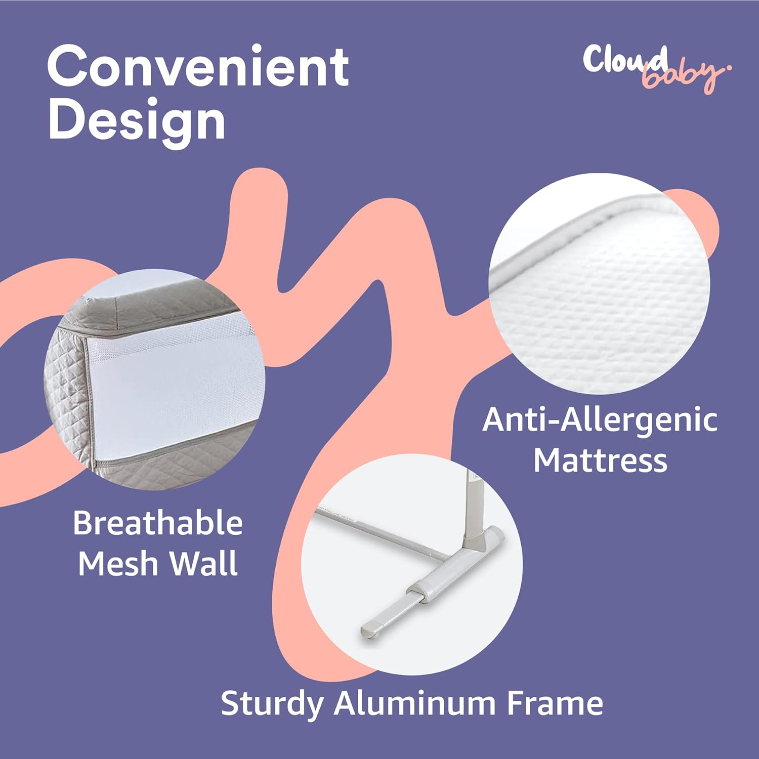 Cloud Baby Bedside Bassinet, Bed Crib for Infant and Newborn, Portable Sleeper for Co-Sleeping, Includes Hanging Figurine and Music - for Girls and Boys, Unisex - Image 5