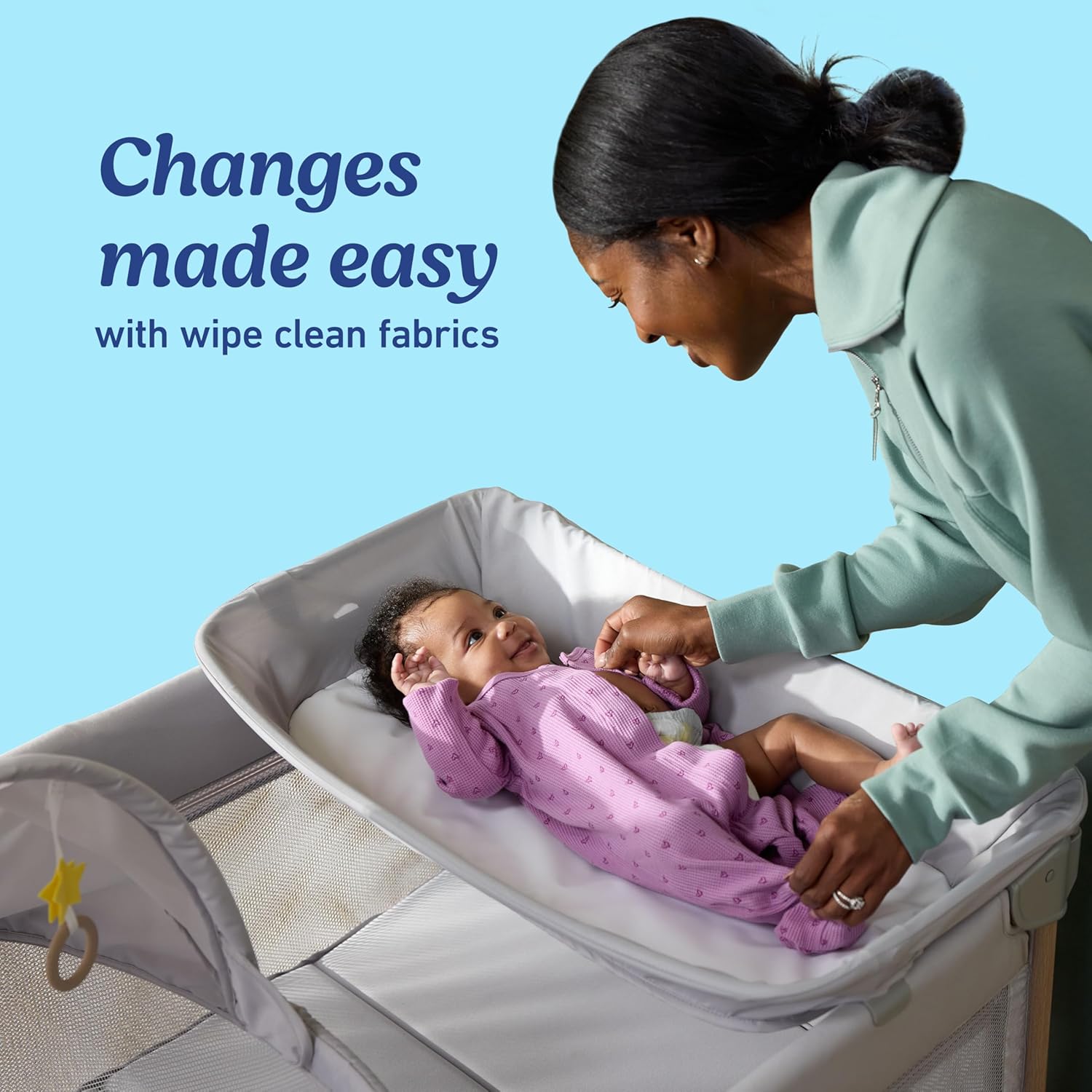 Alternative view of Graco Pack nu2019 Play CareSuite Playard, Portable Playpen with Baby Bassinet, Changing Table, Sky