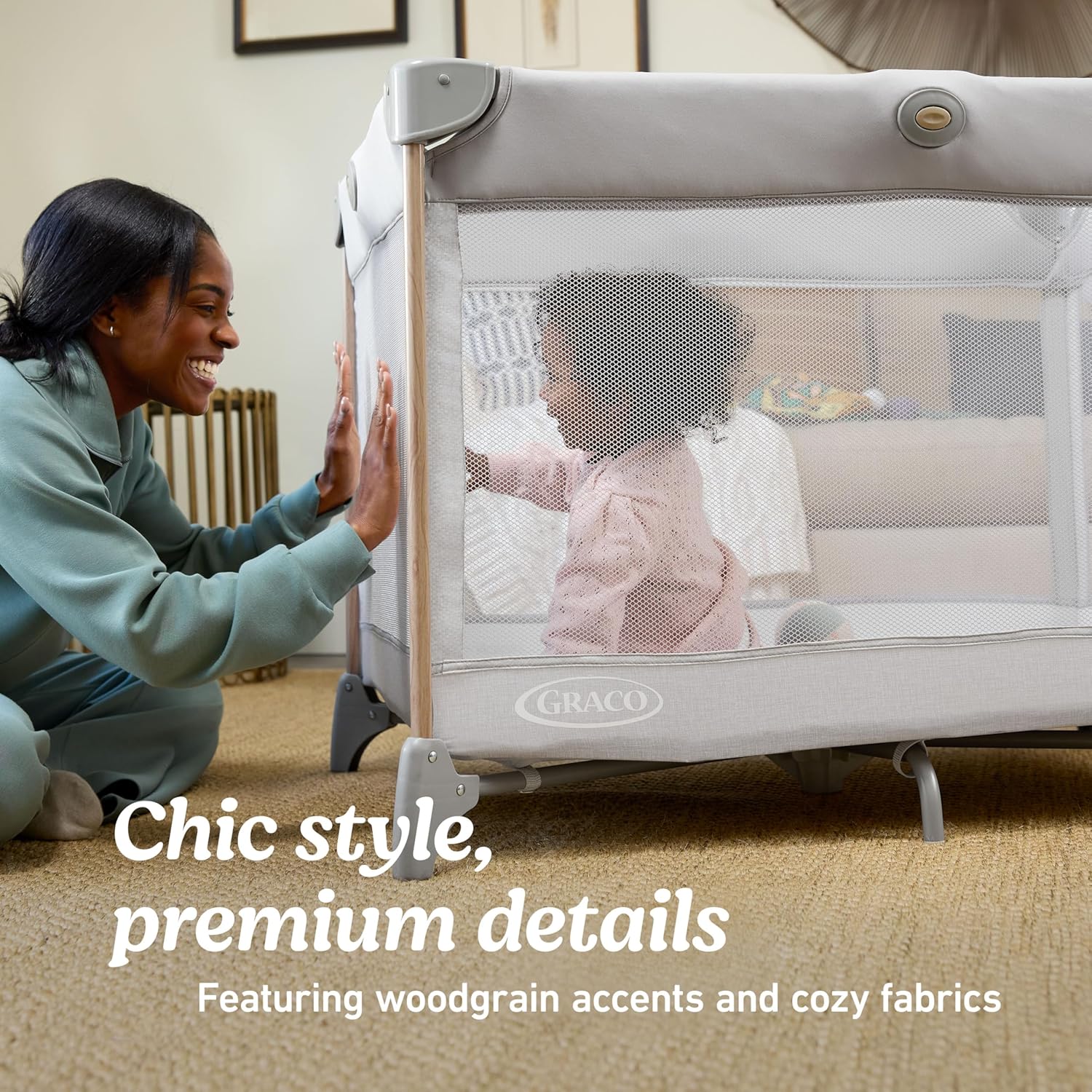 Graco Pack nu2019 Play CareSuite Playard, Portable Playpen with Baby Bassinet, Changing Table, Sky - Image 3