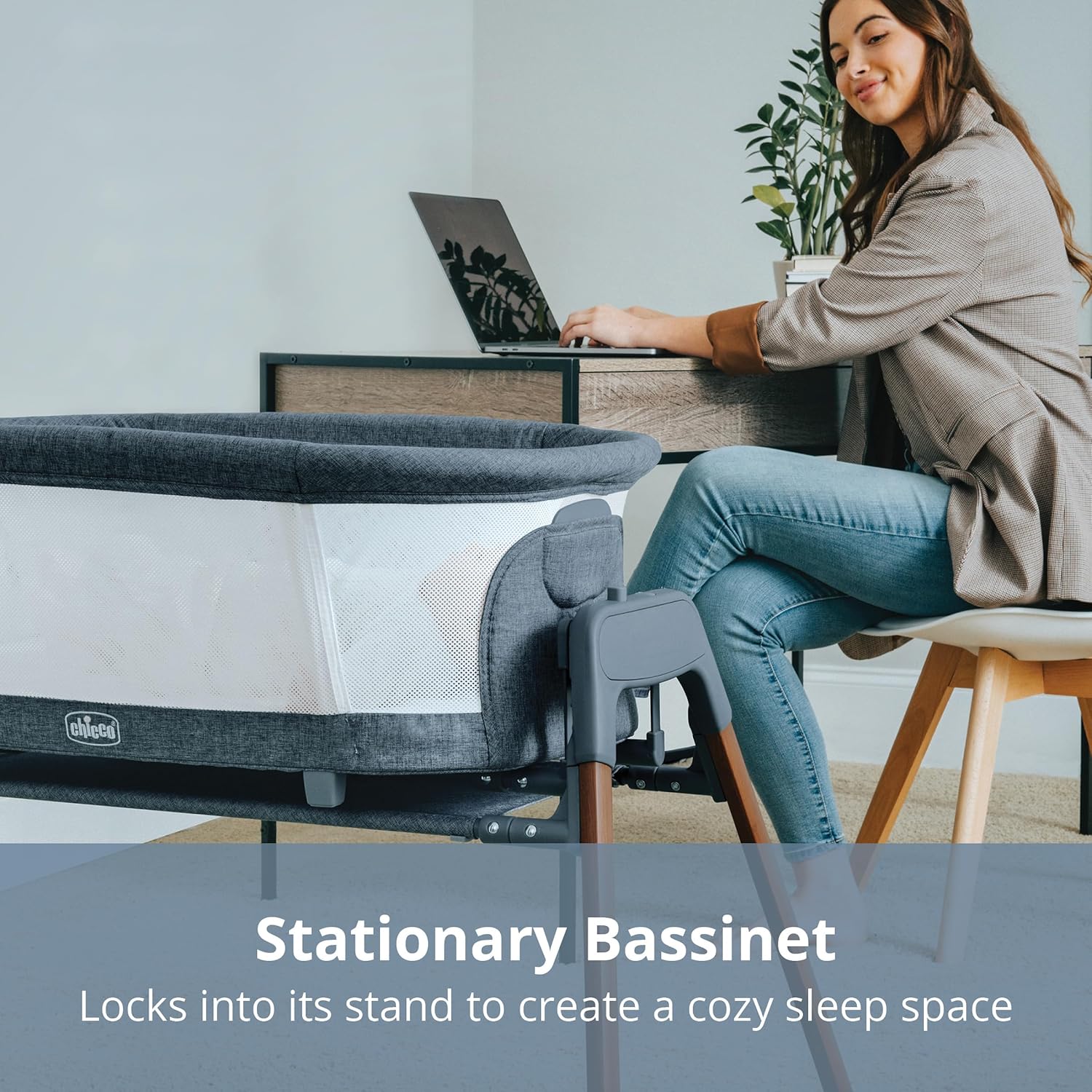 Alternative view of Chicco LullaGlide 3-in-1 Stationary, Gliding, and Portable Baby Bassinet, Waterproof Mattress and Fitted Sheet, Travel Bassinet for Baby Includes Carry Bag | Luna/Grey