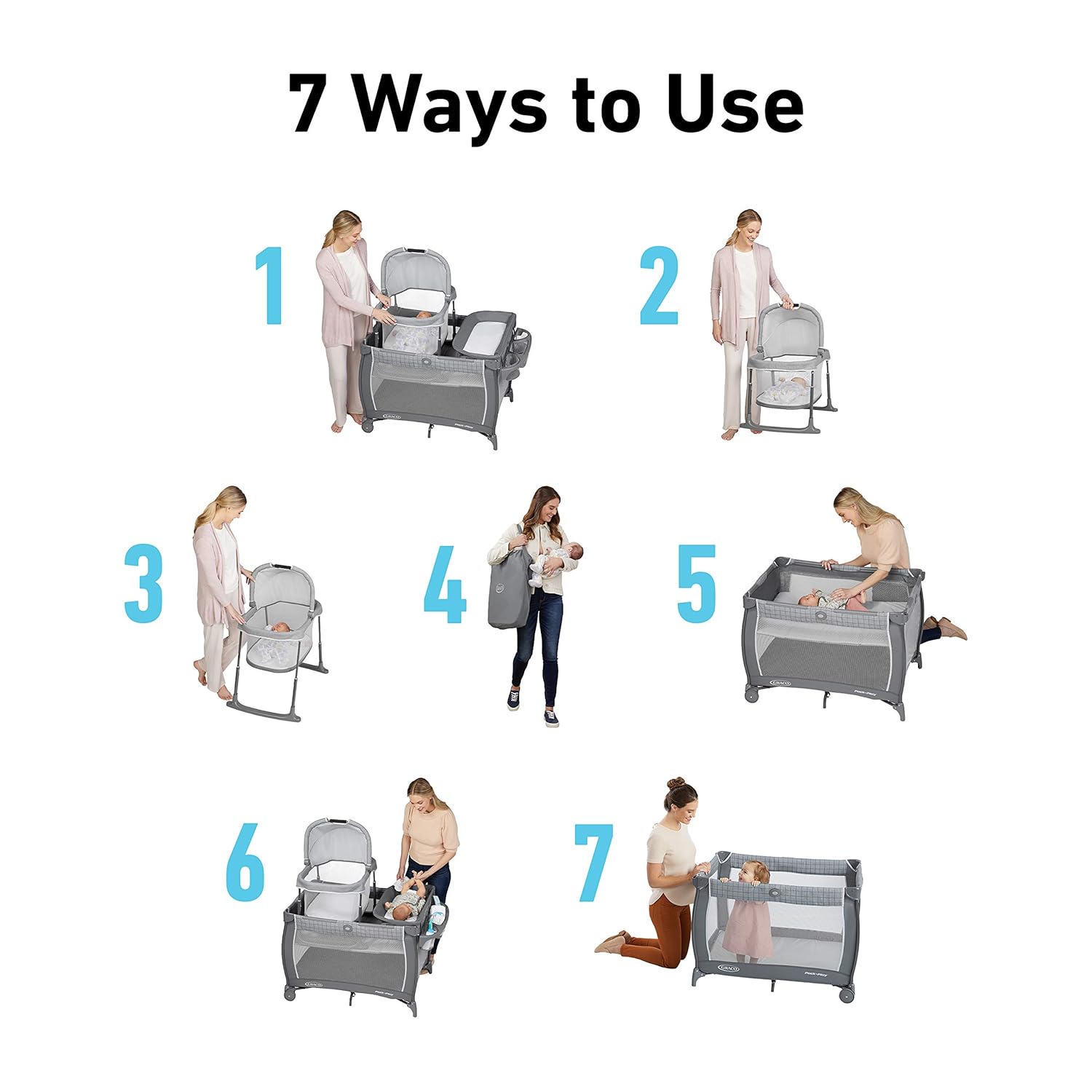 Graco Pack 'n Play Day2Dream Travel Bassinet Playard Features Portable Bassinet Diaper Changer and More (Lo, Lo) - Image 4