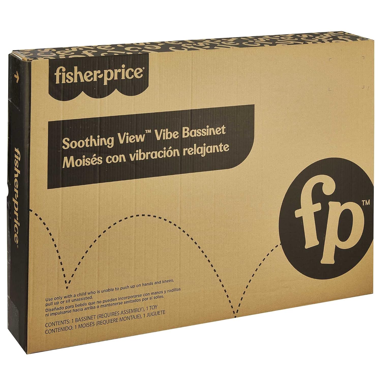 Fisher-Price Portable Baby Crib Soothing View Vibe Bassinet with Music Vibrations & Slim Fold for Travel Newborns 0+ Months, Moonlight Forest