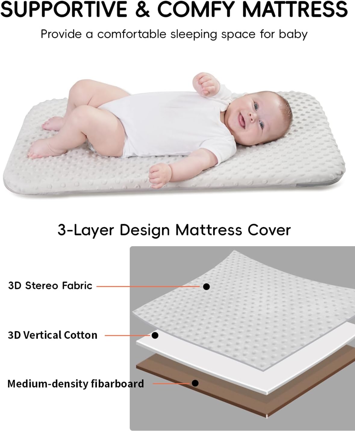 Winchild Bassinet - Baby Bassinet,3-in-1 Baby Bassinet Bedside Sleeper, Rocking Bassinet with Wheels,Comfy Mattress,Breathable Mesh,Storage,6 Height Adjustable Crib, for Day and Night(Mesh Grey) - Image 4