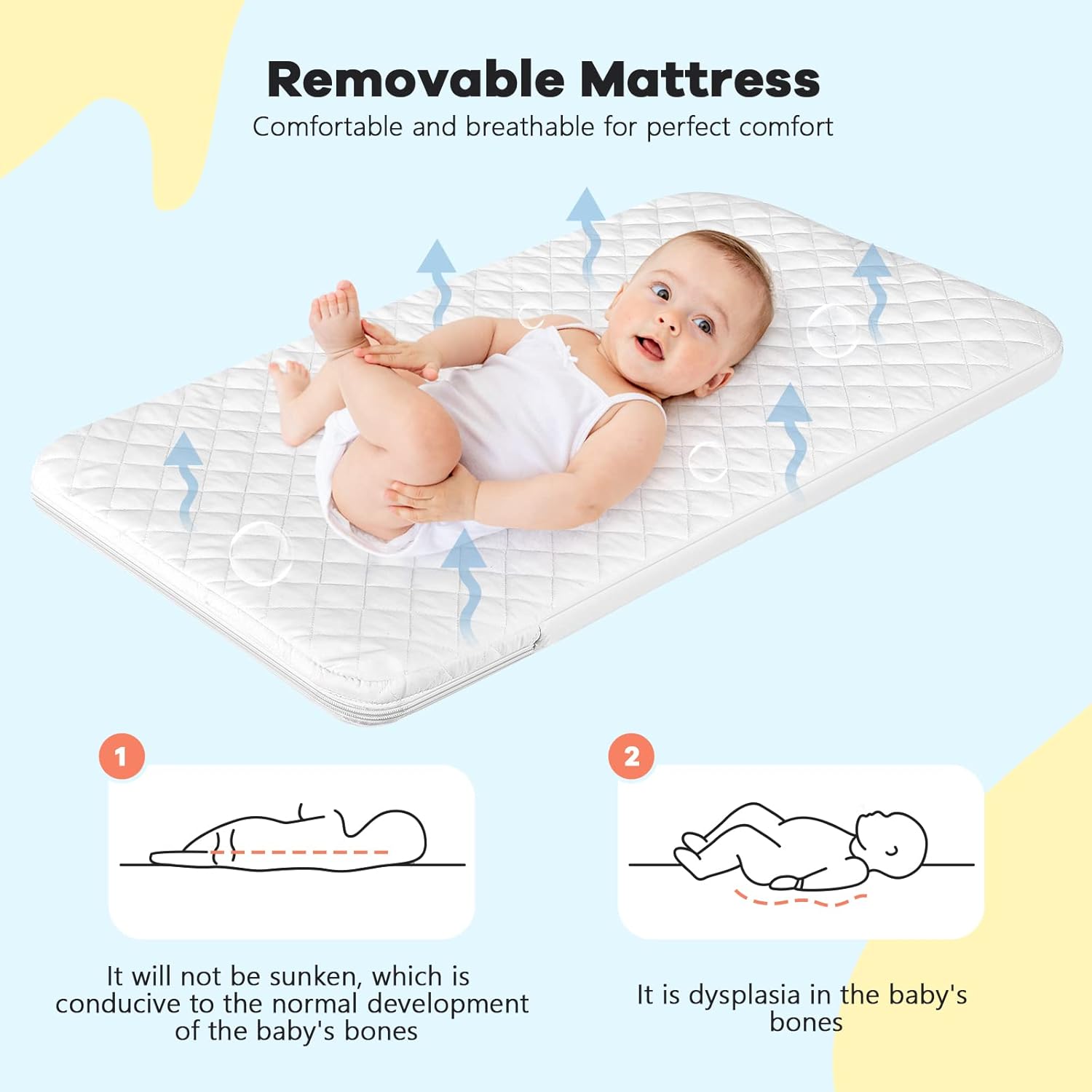 Alternative view of Cowiewie Baby Bassinet Bedside Crib,3-in-1 Baby Bassinet with Comfy Mattress & Wheel,Easy Folding Portable Bedside Bassinet for Baby with Storage,Travel Bag,Breathable Mesh,Stable & Secure,Light Grey