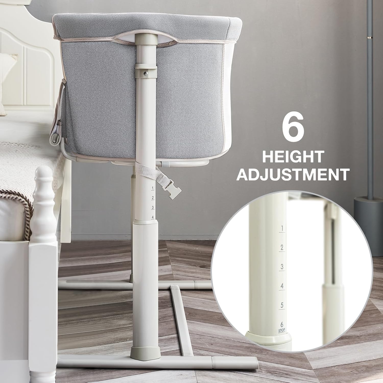 RONBEI Baby Bassinet Bedside Sleeper, Easy to Assemble Bassinets for Baby/Infants, Height Adjustable Bedside Bassinet for Newborn Baby - Image 5