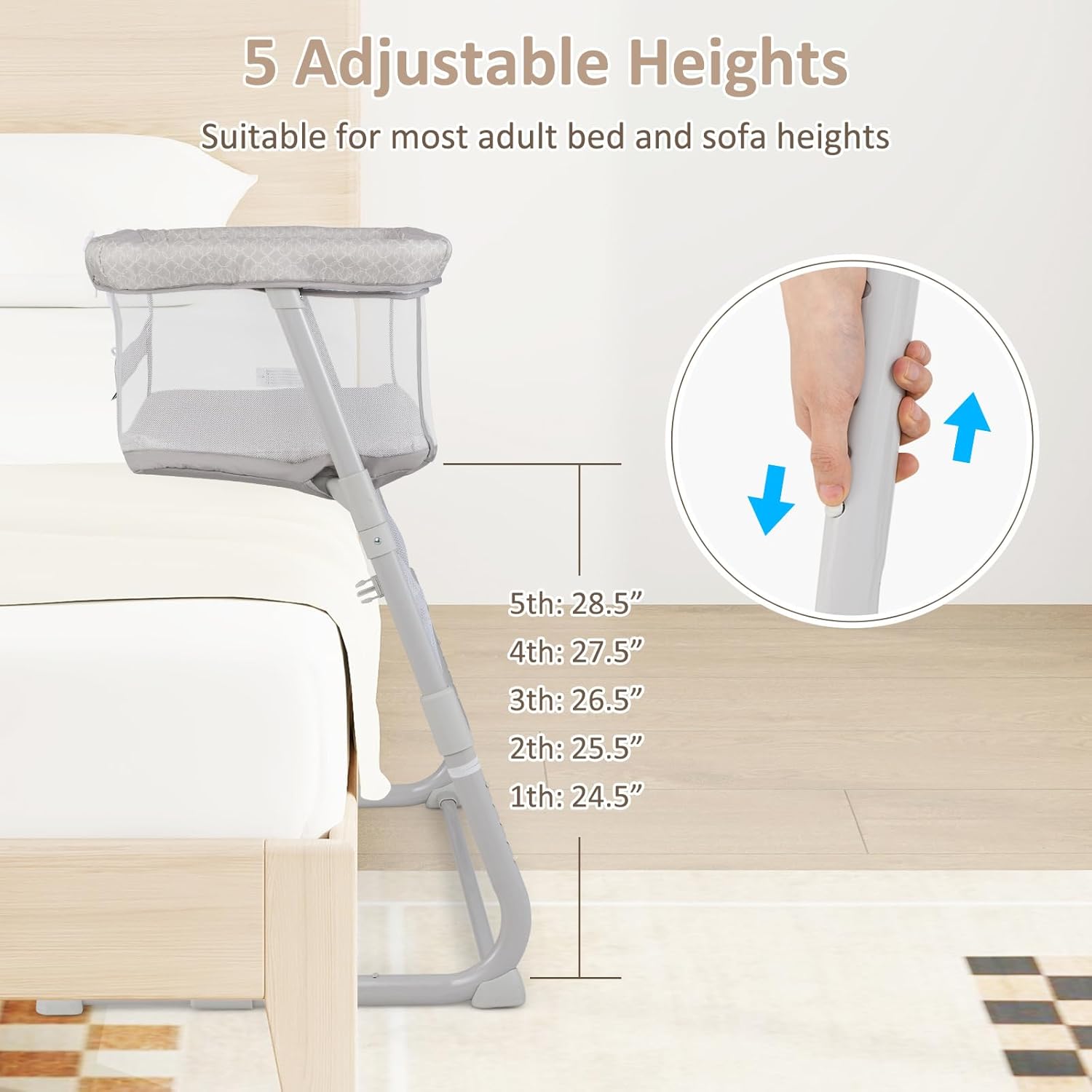 Alternative view of INFANS Over Bed Bassinet for Baby, Bedside Sleeper with Lowering Wall for Easy Access, Safe Close Sleeping, Adjustable Height, Storage, Newborn Infant Girls Boys (Beige)