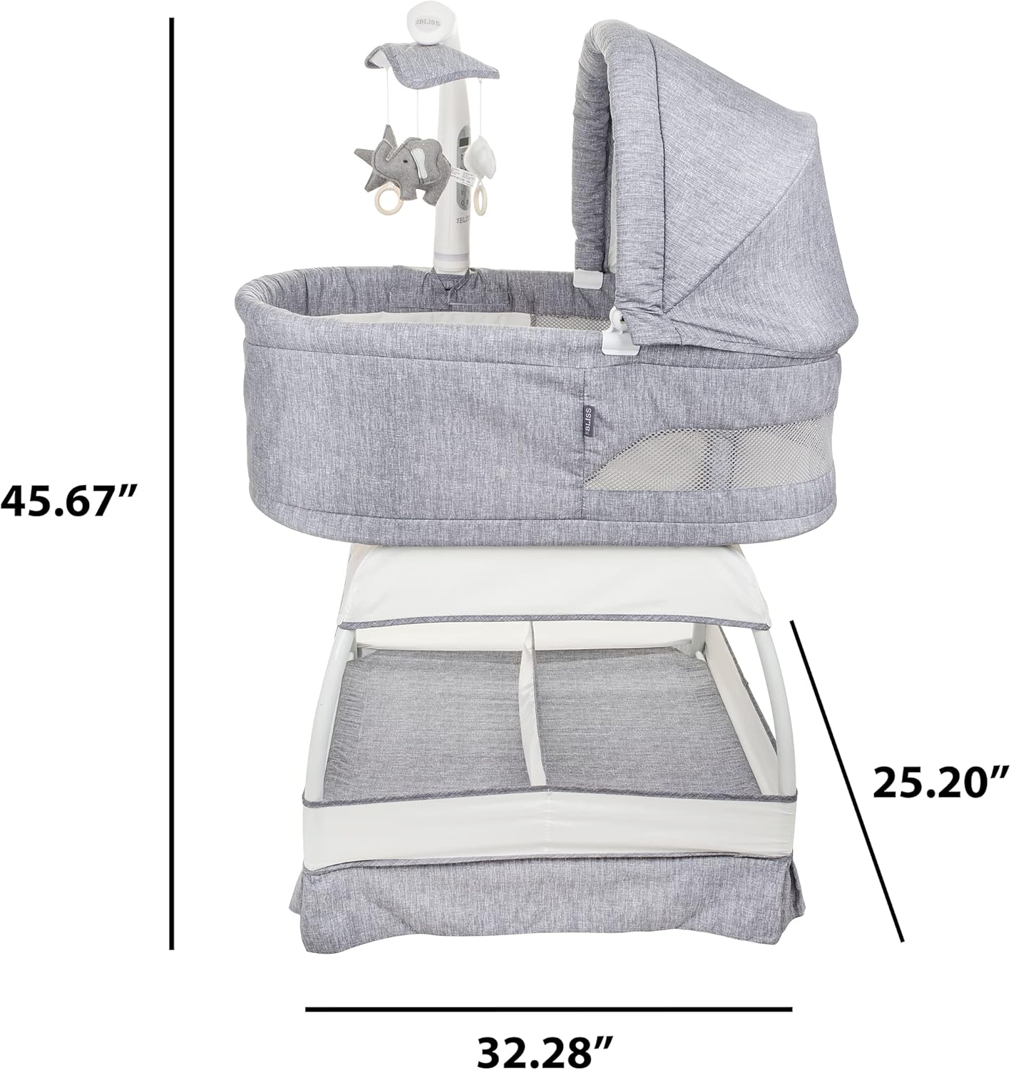 Alternative view of TruBliss Baby Sweetli Deluxe Infant Bassinet Bedside Crib Sleeper with Play2Sleep Electric Mobile, Room Temperature and Humidity Indicator, Feeding Reminder, Nightlight, Vibration (Grey Melange)