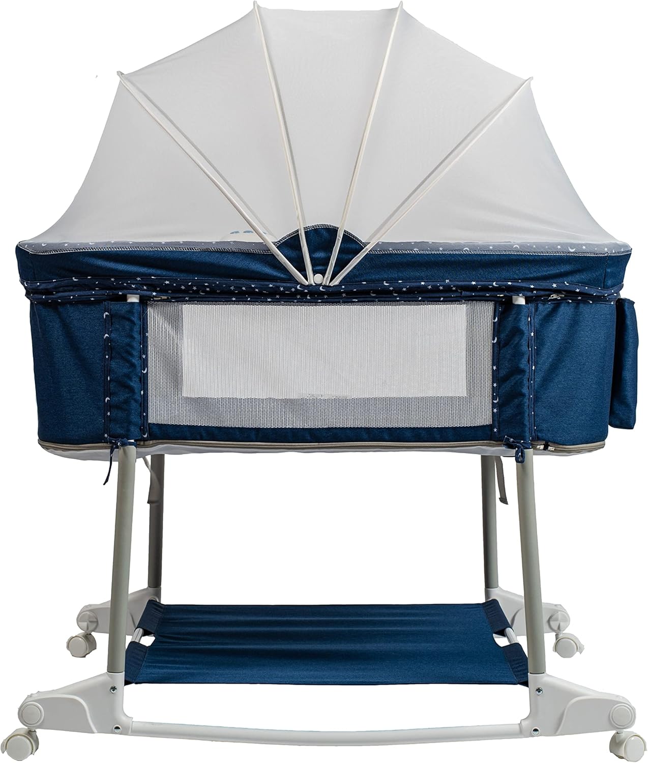 RTUSAS Newborn Portable Bassinet on Wheels for Baby 3 in 1 Bedside Sleeper Rocking Crib Playard with Breathable Mesh Cover Detachable Mosquito Net and Music Box Multi Mode(Light Grey) - Image 7