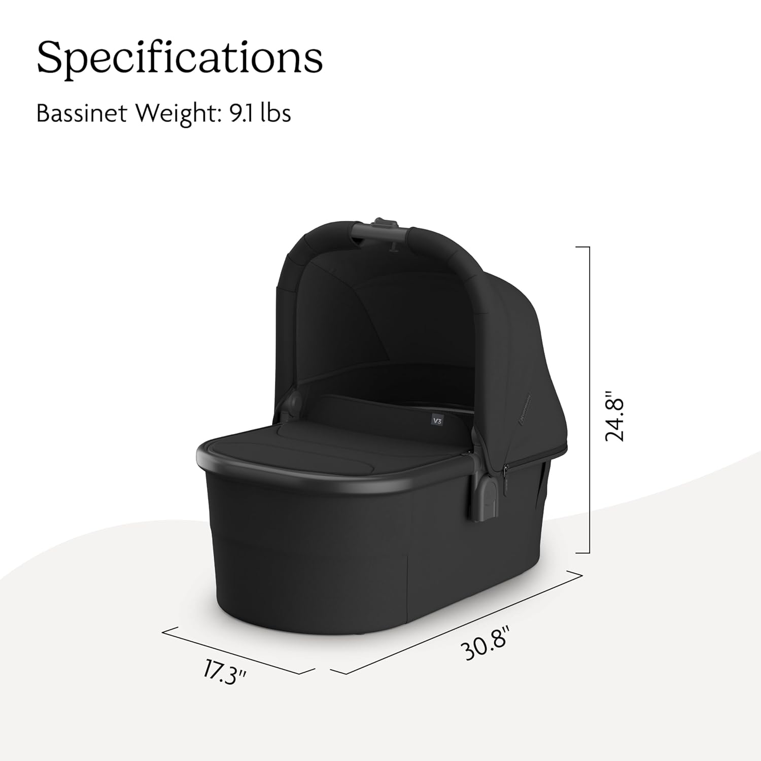 UPPAbaby Bassinet V3 - Compatible with Vista, Cruz, Ridge Strollers - Overnight Sleep Solution - Mattress, Sheet and Bug Shield Included - Jake (Charcoal/Carbon Frame)