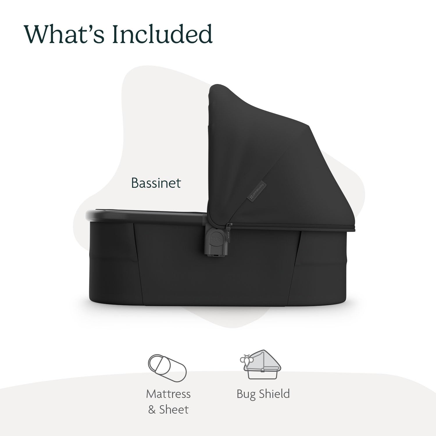 Alternative view of UPPAbaby Bassinet V3 - Compatible with Vista, Cruz, Ridge Strollers - Overnight Sleep Solution - Mattress, Sheet and Bug Shield Included - Jake (Charcoal/Carbon Frame)
