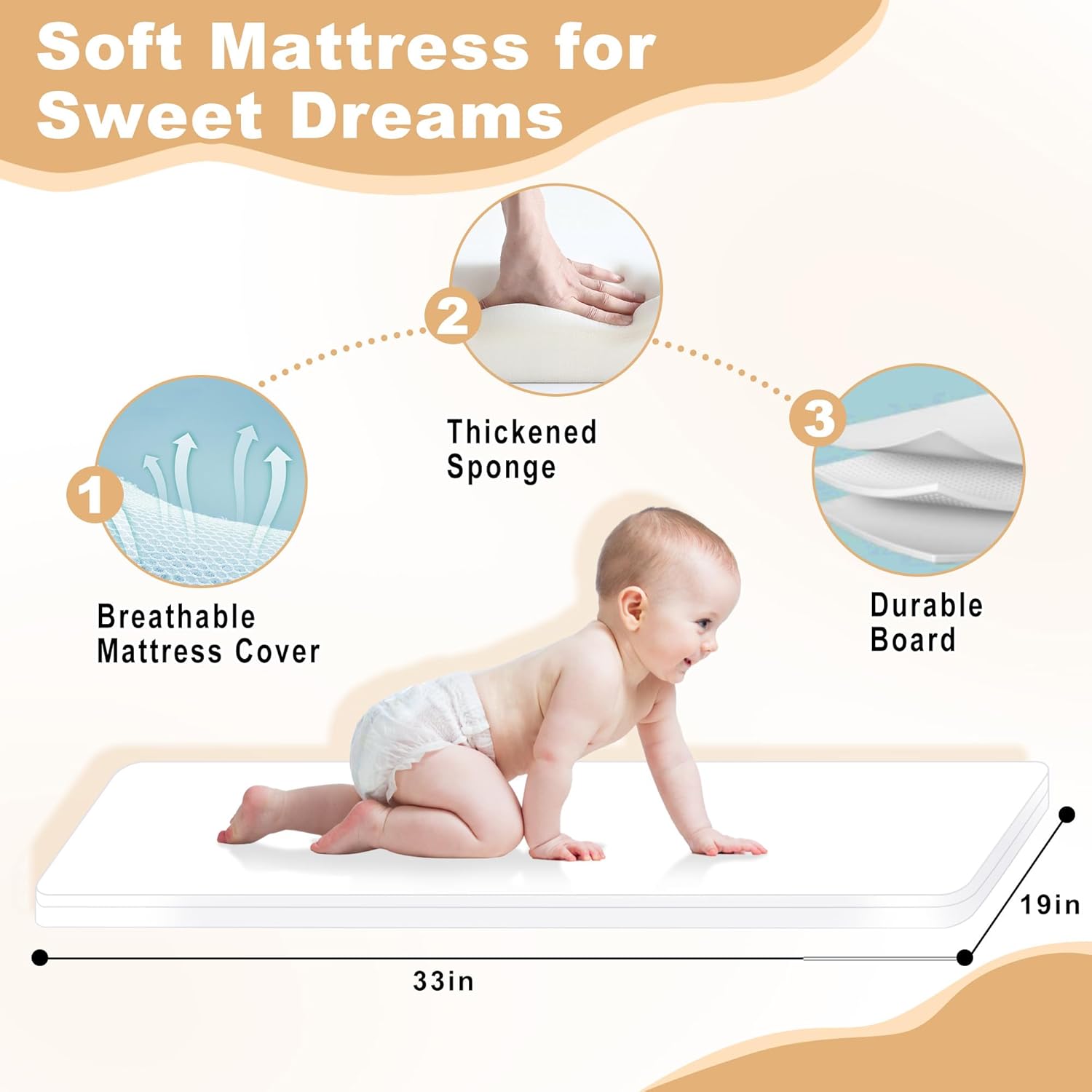 Baby Bassinet,3 in 1 Bedside Bassinet for Baby with Hanging Toys, Portable Foldable Bassinets Bedside Sleeper,4-Sided Mesh Bedside Crib with Wheels and Storage Basket,6 Height Adjustable (Black) - Image 5