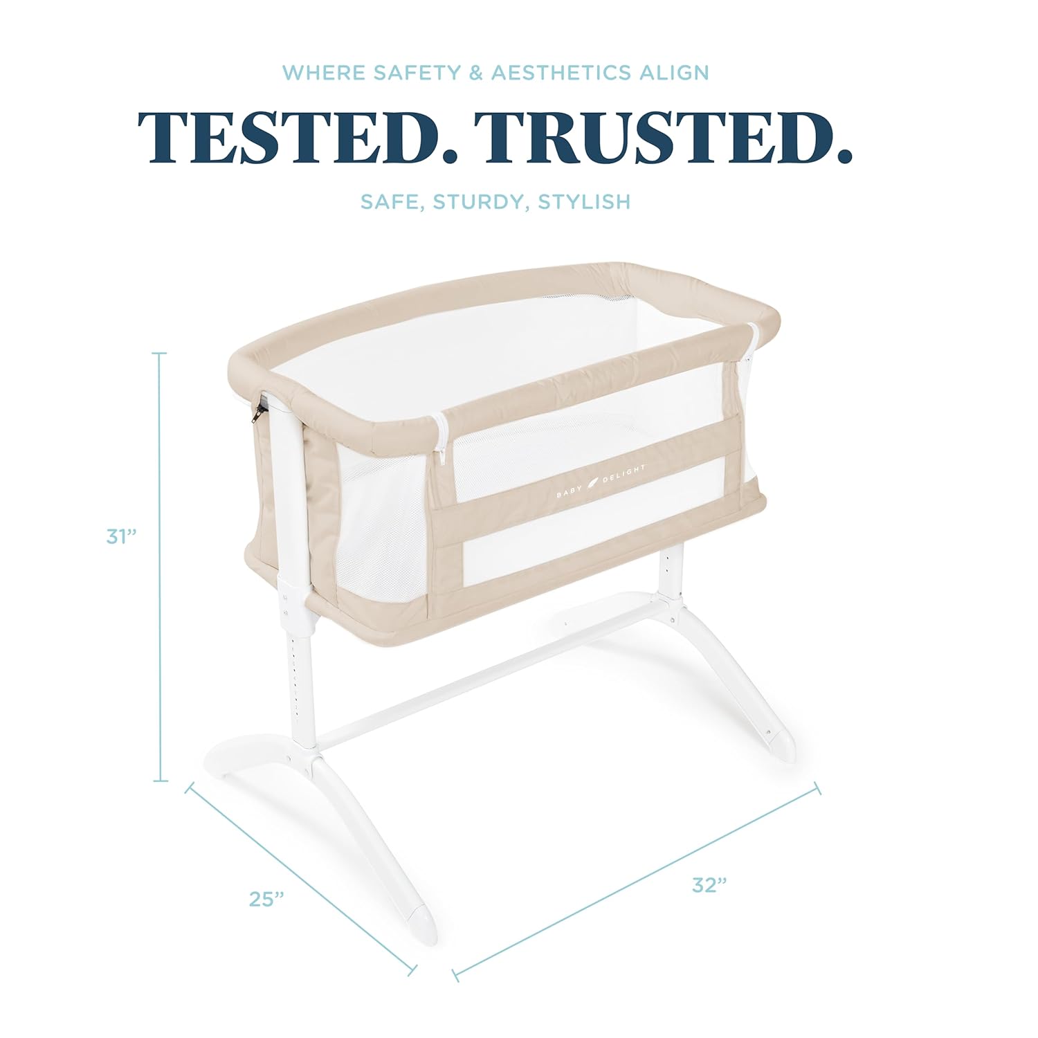 Alternative view of Baby Delight Beside Me Serenity Bassinet | Lightweight Bedside Sleeper & Baby Bassinet | 7-Position Height Adjustment | 100% GOTS Certified Organic Cotton Fabric | Organic Oat