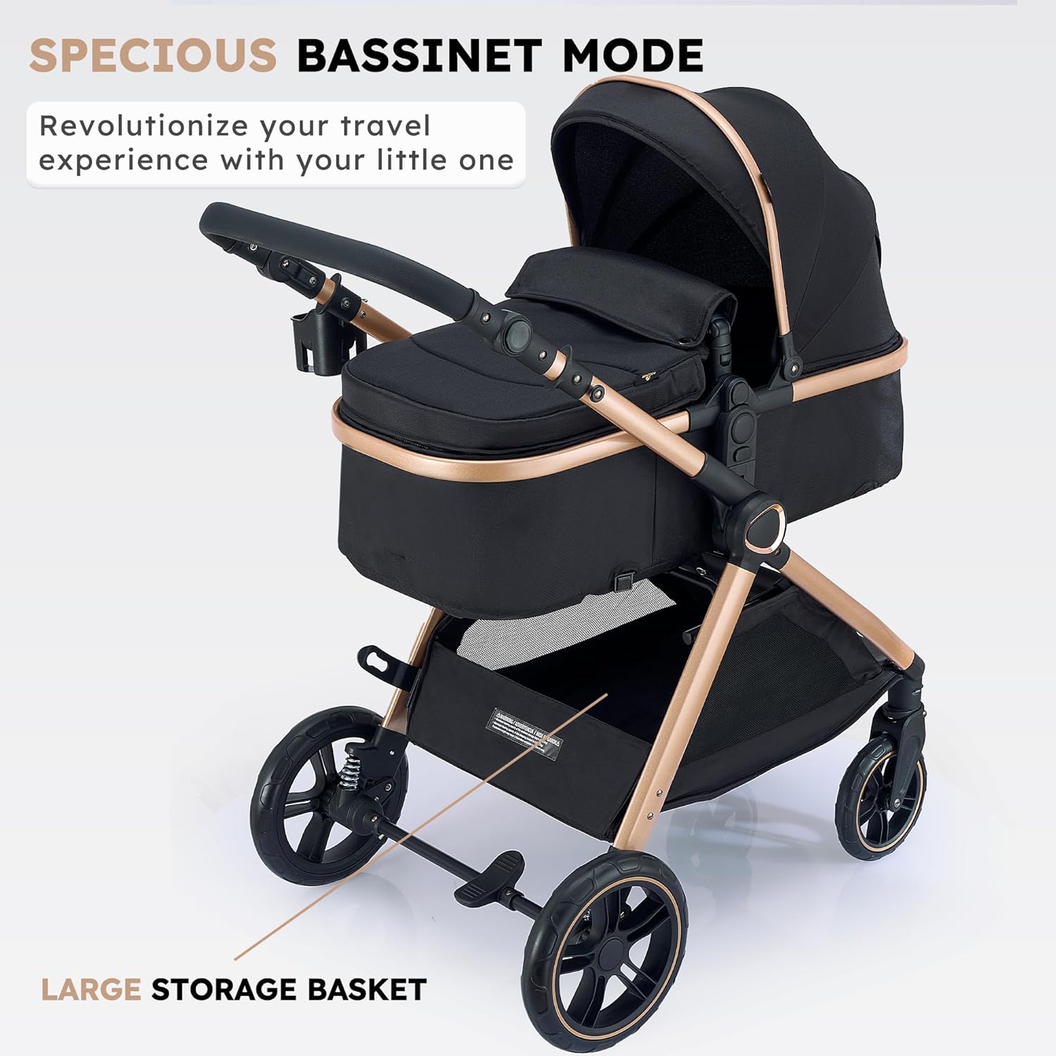 Alternative view of Accombe 2 in 1 Baby Stroller, Convertible Bassinet Pushchair for Infants and Newborns 0-36 Months