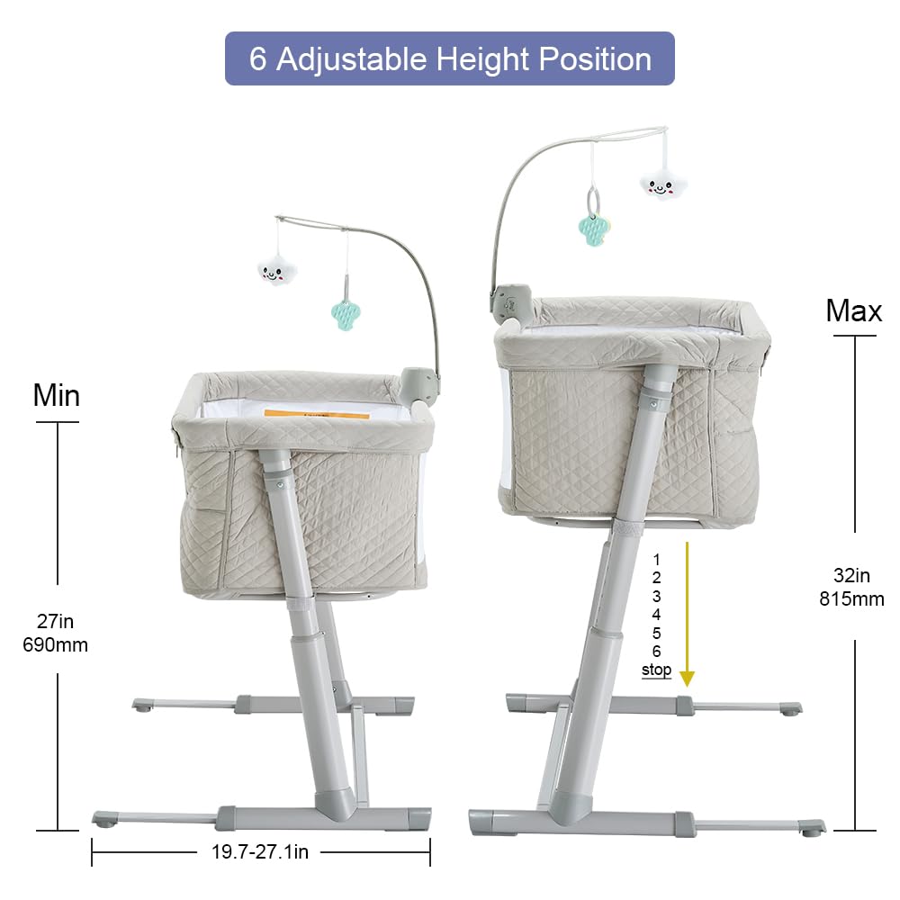 RONBEI Baby Bassinet, Bedside Sleeper Cribs,Baby Bed to Bed, Adjustable, Portable for Newborn, Infant/Baby Boy/Baby Girl