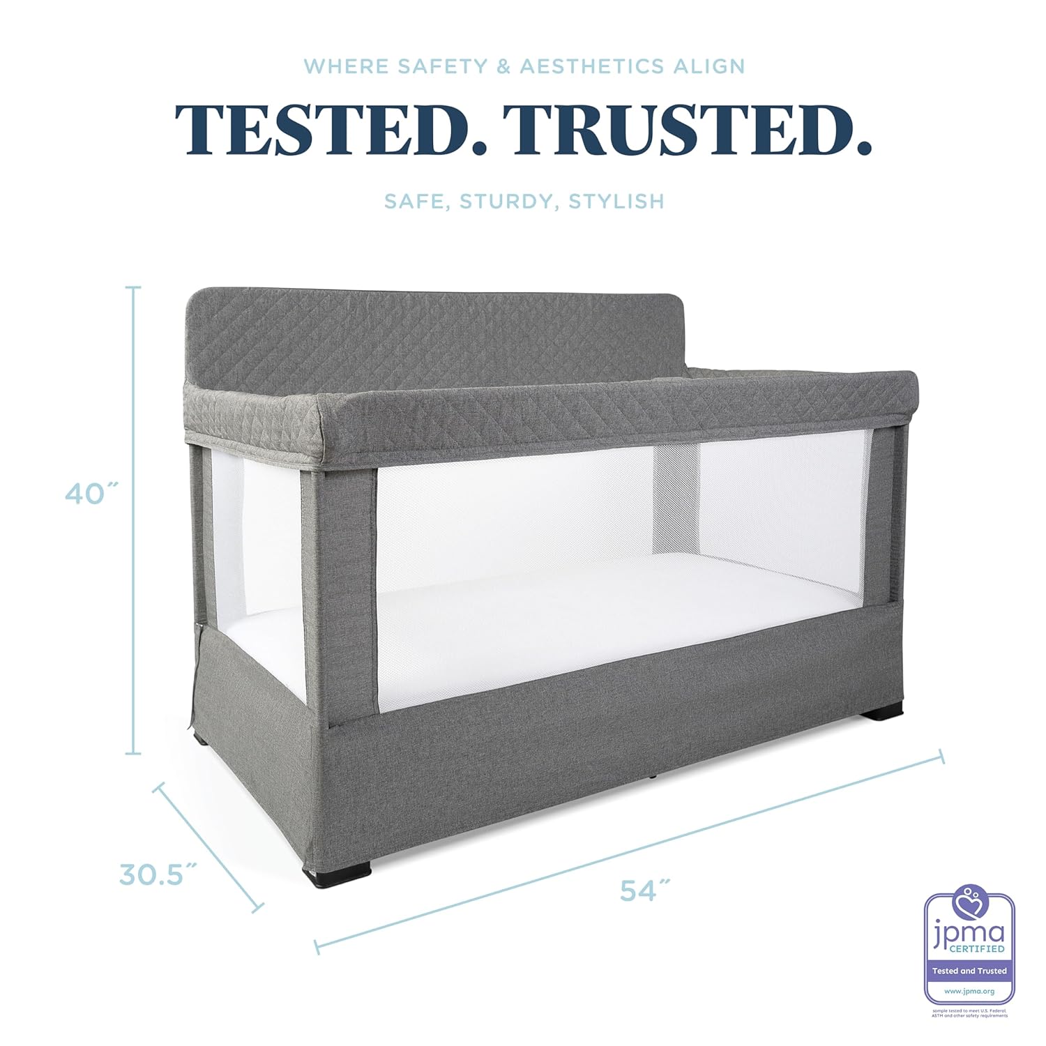 Alternative view of Baby Delight Lunaire Full Size Crib | Breathable Mesh Baby Crib | Tool-Free Assembly Baby Bed | Charcoal Tweed