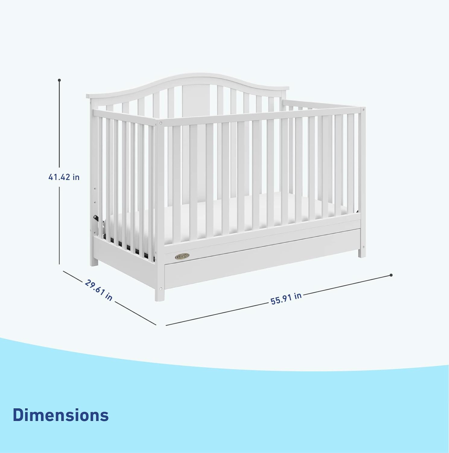 Alternative view of Graco Solano 4-in-1 Convertible Crib with Drawer Combo (White) u2013 GREENGUARD Gold Certified, Includes Full-Size Nursery Storage Drawer, Converts to Toddler Bed and Full-Size Bed