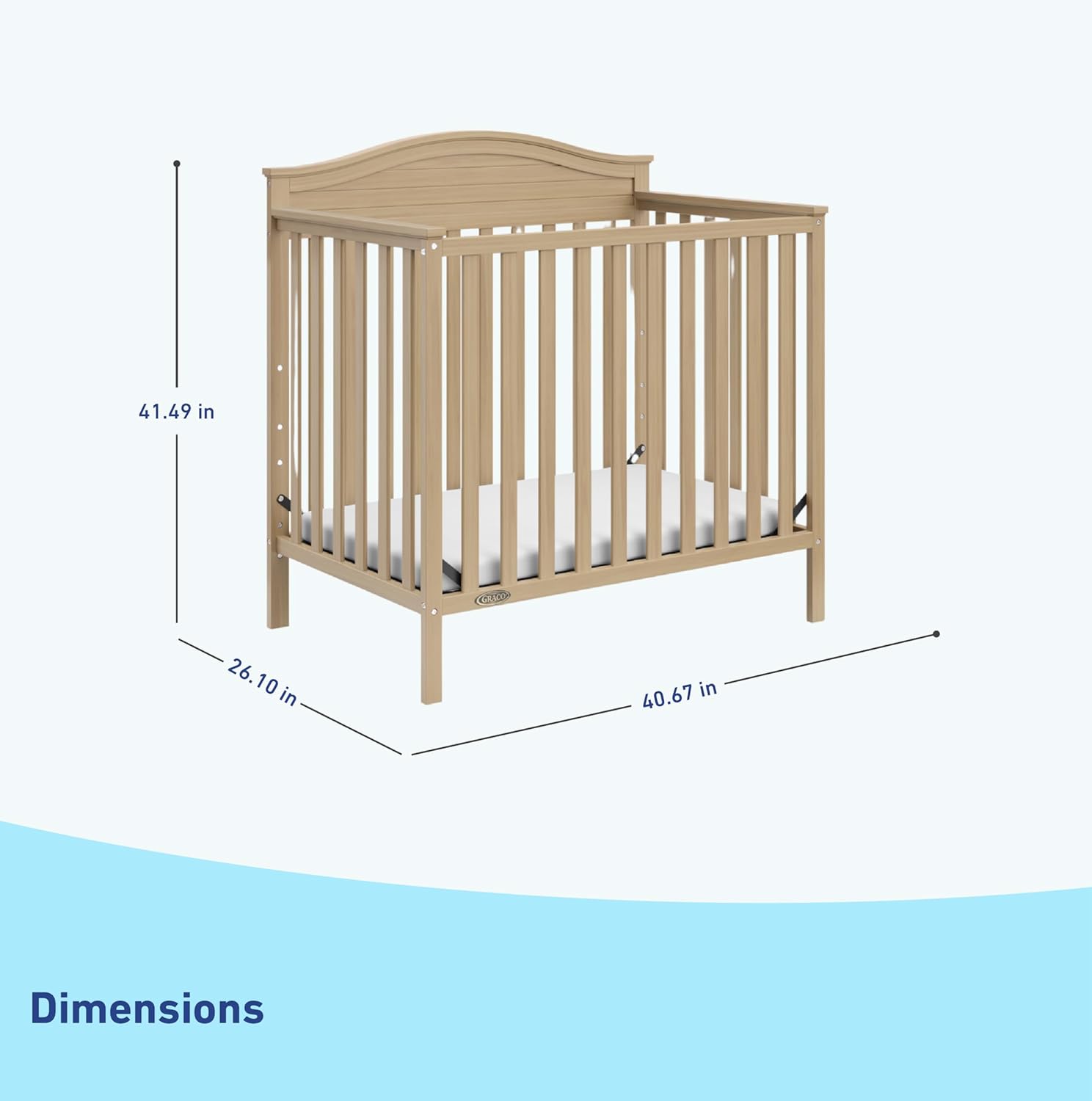 Alternative view of Graco Stella 4-in-1 Convertible Mini Crib with Bonus Mattress (Driftwood) u2013 Includes Bonus 2.75 Inch Thick Mattress with Water-Resistant Cover, Converts to Twin Bed, Ideal Crib for Small Spaces
