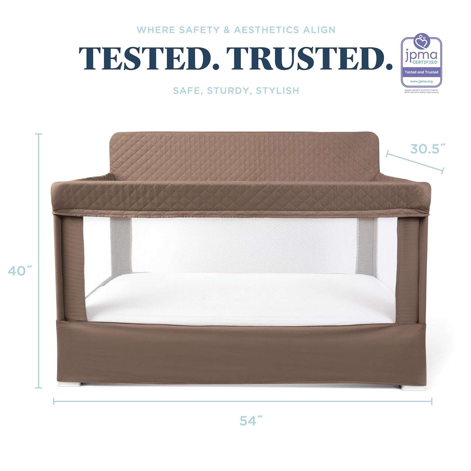 Alternative view of Baby Delight Lunaire Full Size Crib | Breathable Mesh Baby Crib | Tool-Free Assembly Baby Bed | 100% GOTS Certified Organic Cotton Fabric | Organic Mocha