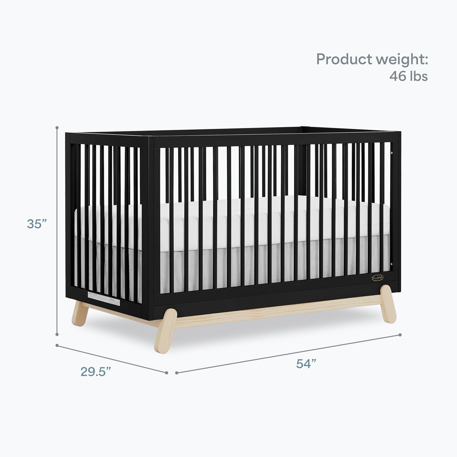Alternative view of Dream On Me Hygge 5-in-1 Convertible Full-Size Baby Crib in Matte Black Vintage, GreenGuard Gold & JPMA, Converts to Toddler, Day & Full-Size Bed, Adjustable Mattress Heights, Modern Nursery