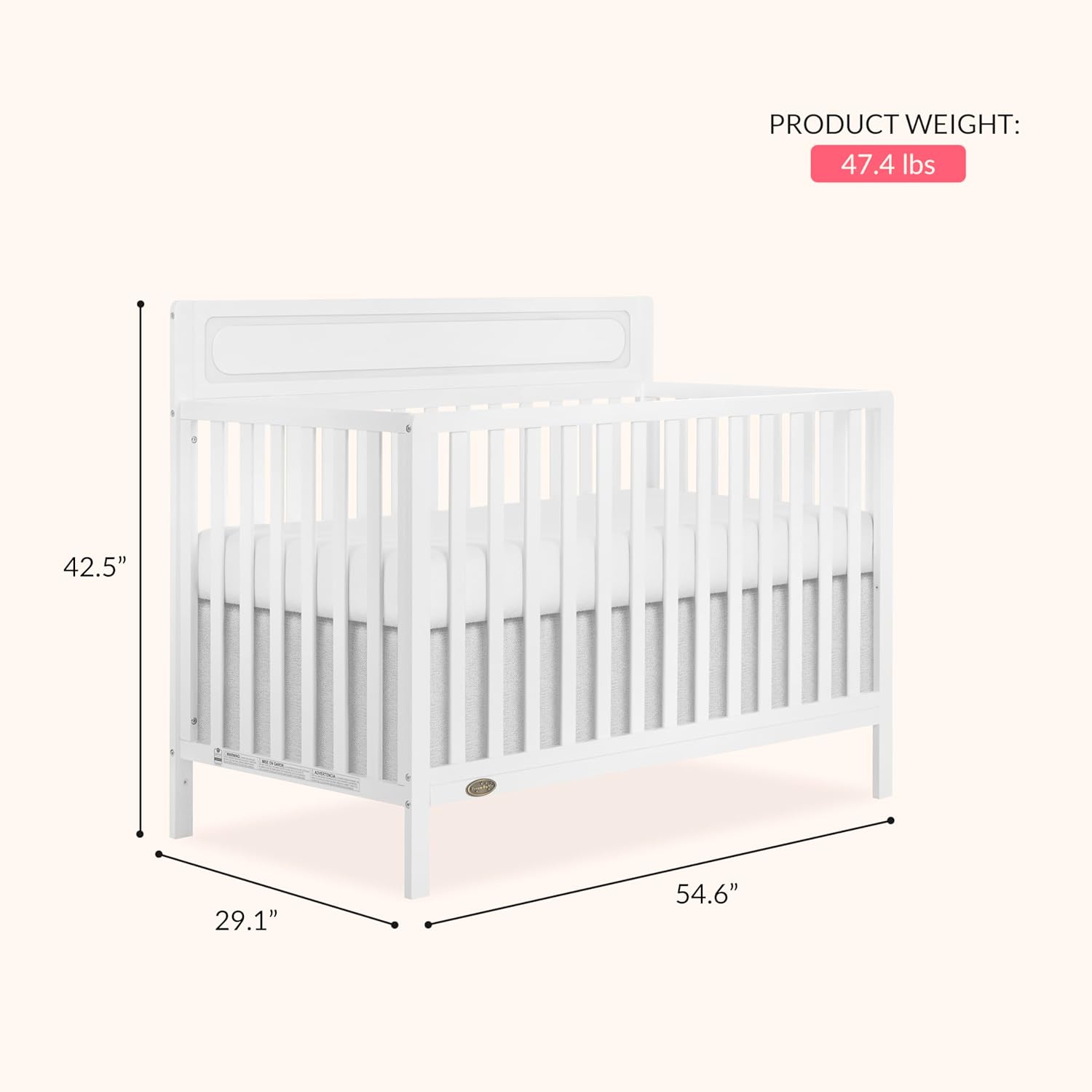 Alternative view of Dream On Me Avery 5-in-1 Convertible Full-Size Baby Crib in White, GreenGuard Gold & JPMA, 3 Mattress Heights, Converts to Toddler, Day & Full-Size Bed, Create a Safe and Baby-Friendly Nursery