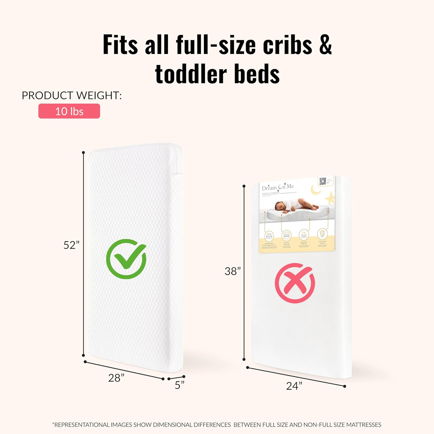 Alternative view of Dream On Me Baby Fairy Dust 5u201D Full-Size Crib & Toddler Mattress u2013 GREENGUARD Gold & JPMA Certified, Water-Resistant Surface, Machine Washable Cover, Fits Full-Size Cribs & Toddler Beds