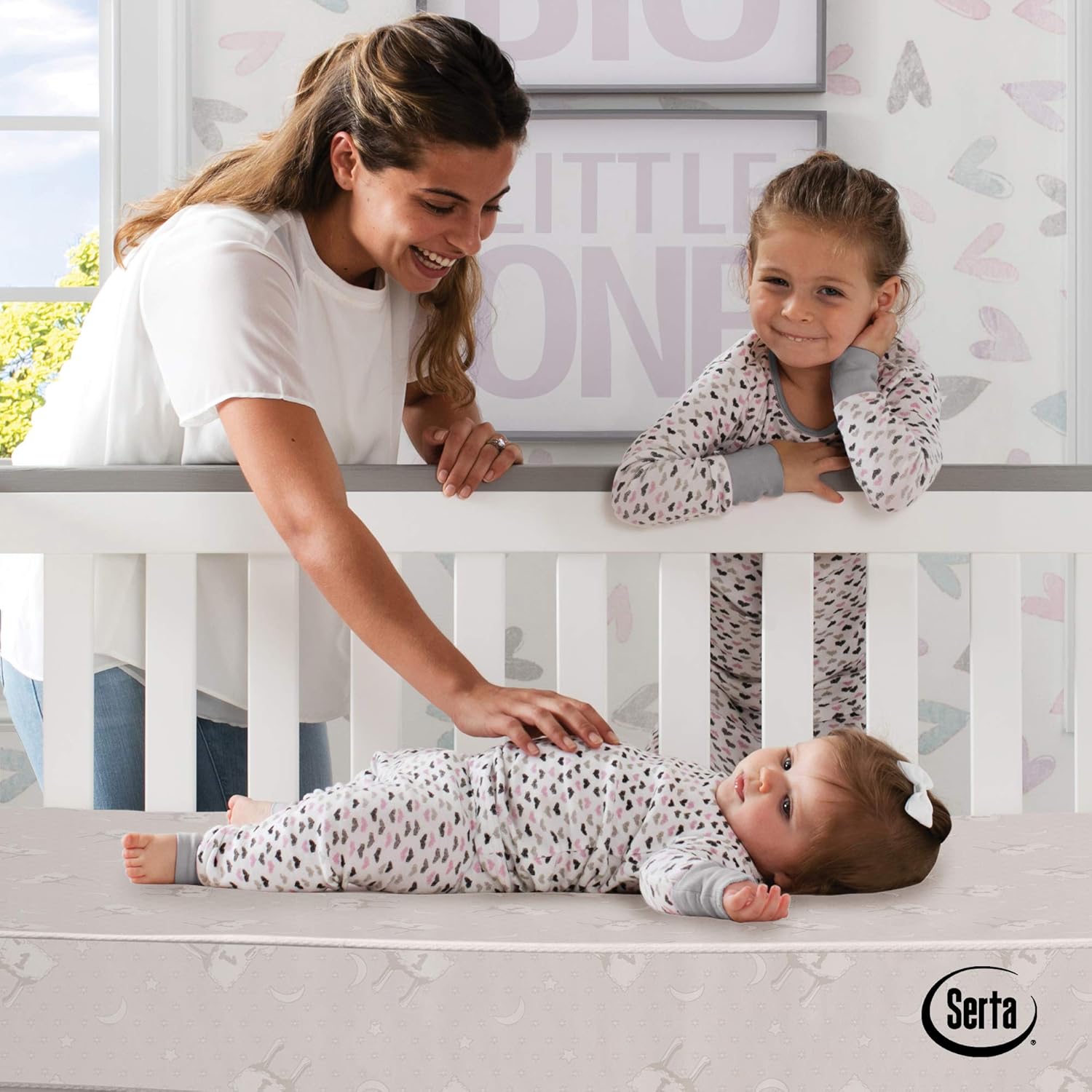 Delta Children Serta SleepTrue Mini Crib Mattress, Premium Sustainably Sourced Fiber Core, Hypoallergenic & Waterproof Cover, Greenguard Gold Certified - Made in USA, White