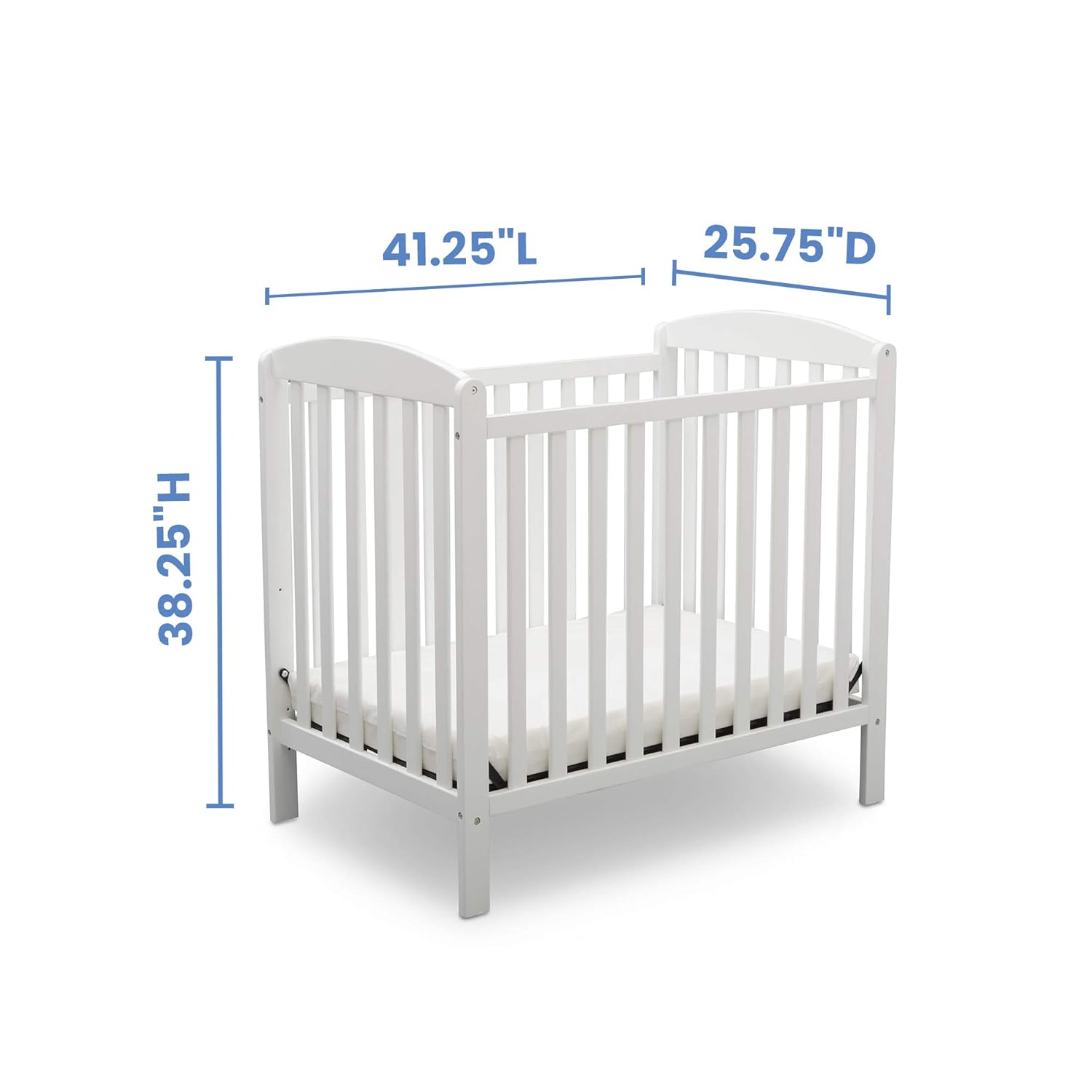 Alternative view of Delta Children Emery Mini Convertible Baby Crib with 2.75-inch Mattress, Bianca White