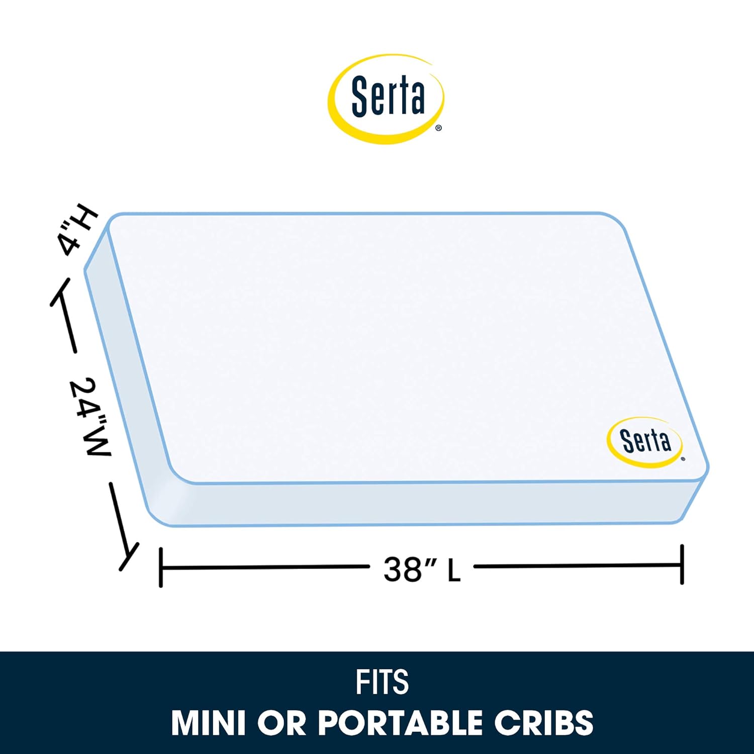Alternative view of Delta Children Serta SleepTrue Mini Crib Mattress, Premium Sustainably Sourced Fiber Core, Hypoallergenic & Waterproof Cover, Greenguard Gold Certified - Made in USA, White