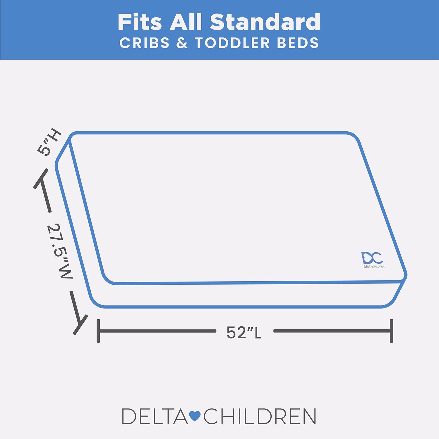 Alternative view of Delta Children Twinkle Stars Crib and Toddler Mattress with Breathable, Removable Machine-Washable Cover - GREENGUARD Gold - Waterproof Baby Bed - Sustainably Sourced Fiber Core - 52u201DLx27.5u201DW, White