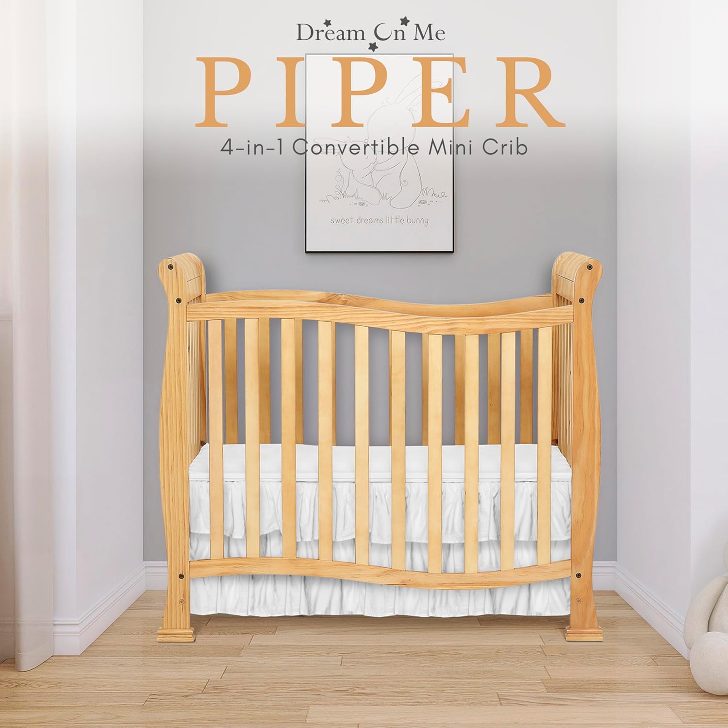 Alternative view of Dream On Me Violet 4-In-1 Convertible Mini Crib In Natural, Greenguard Gold Certified, JPMA Certified, 3 Position Mattress Height Settings, Non-Toxic Finish