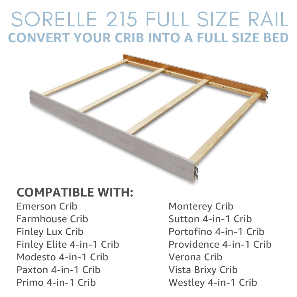 Sorelle Furniture Toddler & Full-Size Bed Rails, Wood Bed Rail & Crib Conversion Kit, Converts Crib to Toddler and Full-Size Bed, # 215 - White - Image 3
