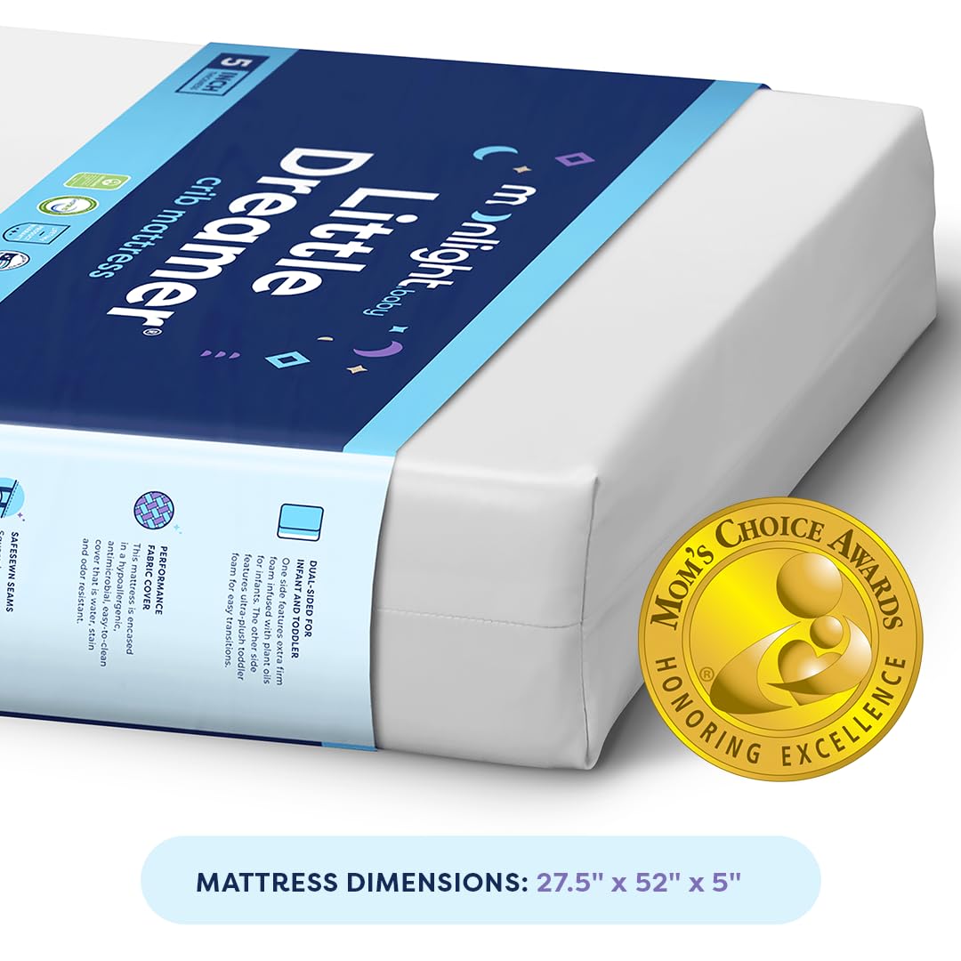 Alternative view of Moonlight Slumber Little Dreamer Crib Mattress u2013 Dual-Sided Baby and Toddler Mattress, Firm Infant Support, Waterproof and Hypoallergenic, 5" Foam, Standard Size, Made in USA