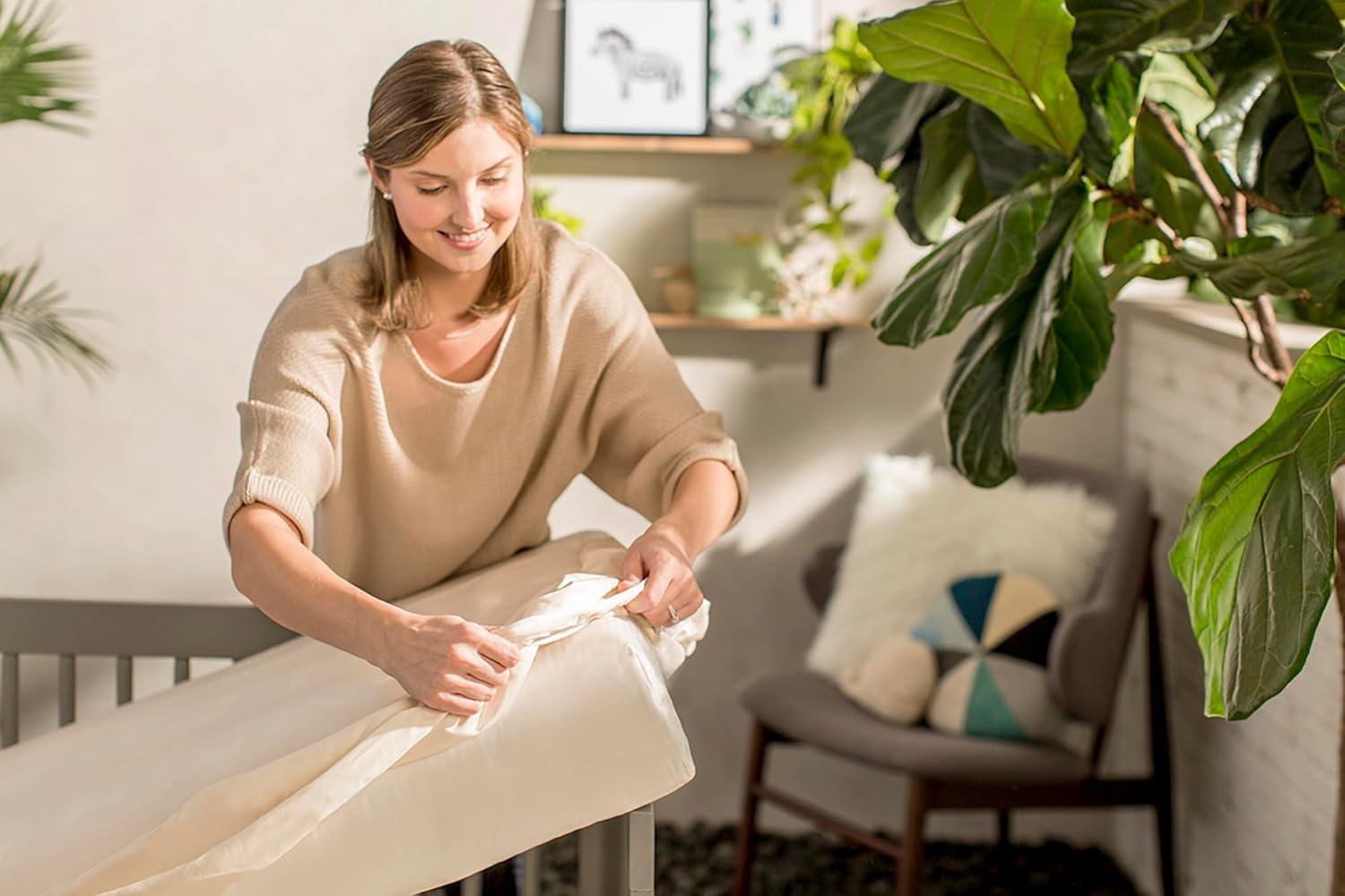 Naturepedic Organic Waterproof Crib Mattress Pad, Skin Friendly, Breathable & Absorbent Crib Mattress Protector - Removable Protector Pad for Baby and Toddler Beds - Fitted for Standard Baby Crib Size