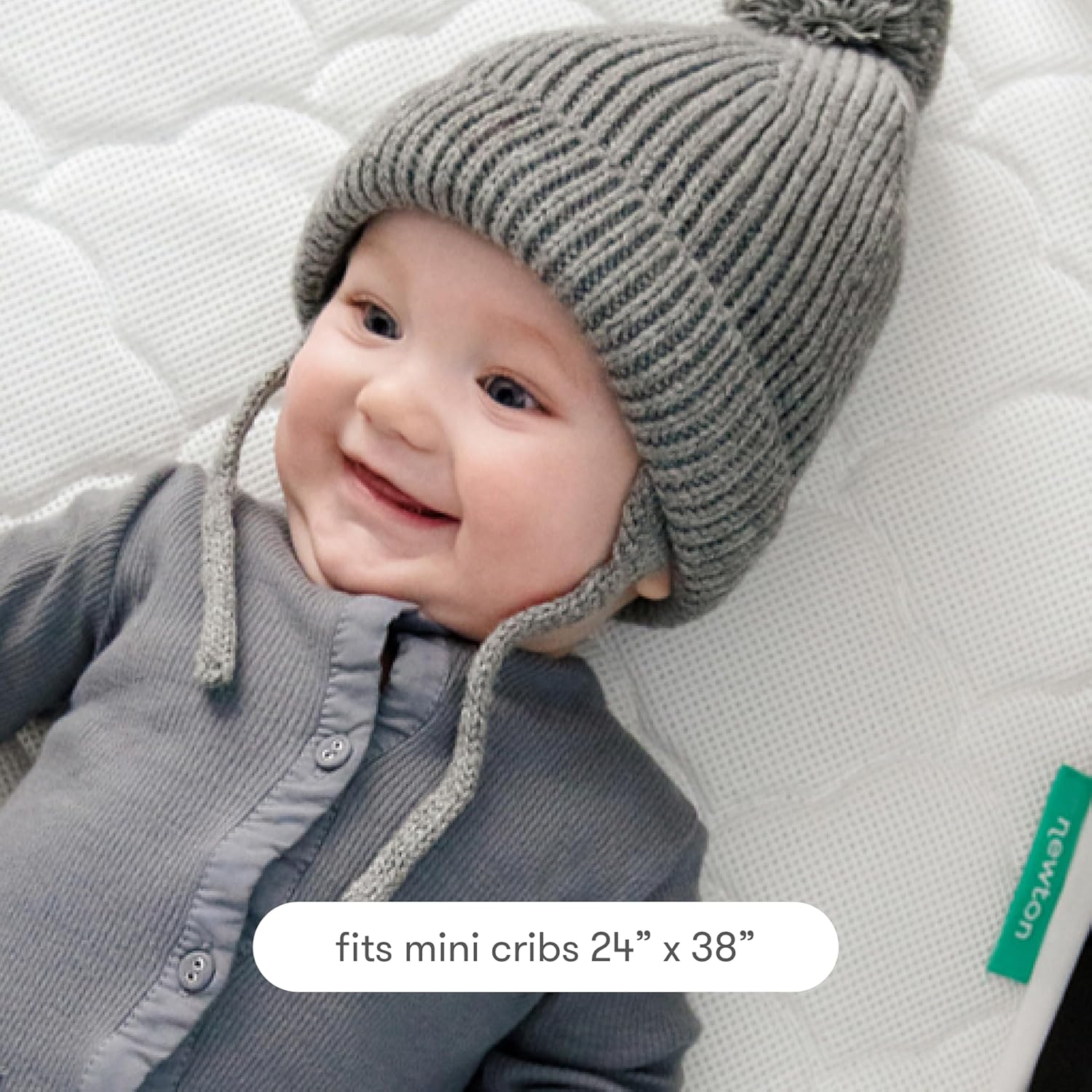 Newton Baby Waterproof MINI Crib Mattress Pad | Ultra-Breathable Quilted Layer for Comfort & Universal Fitted Skirt for Secure Fit | Machine Washable | MINI Crib Mattress Protector Pad, 1 Pack