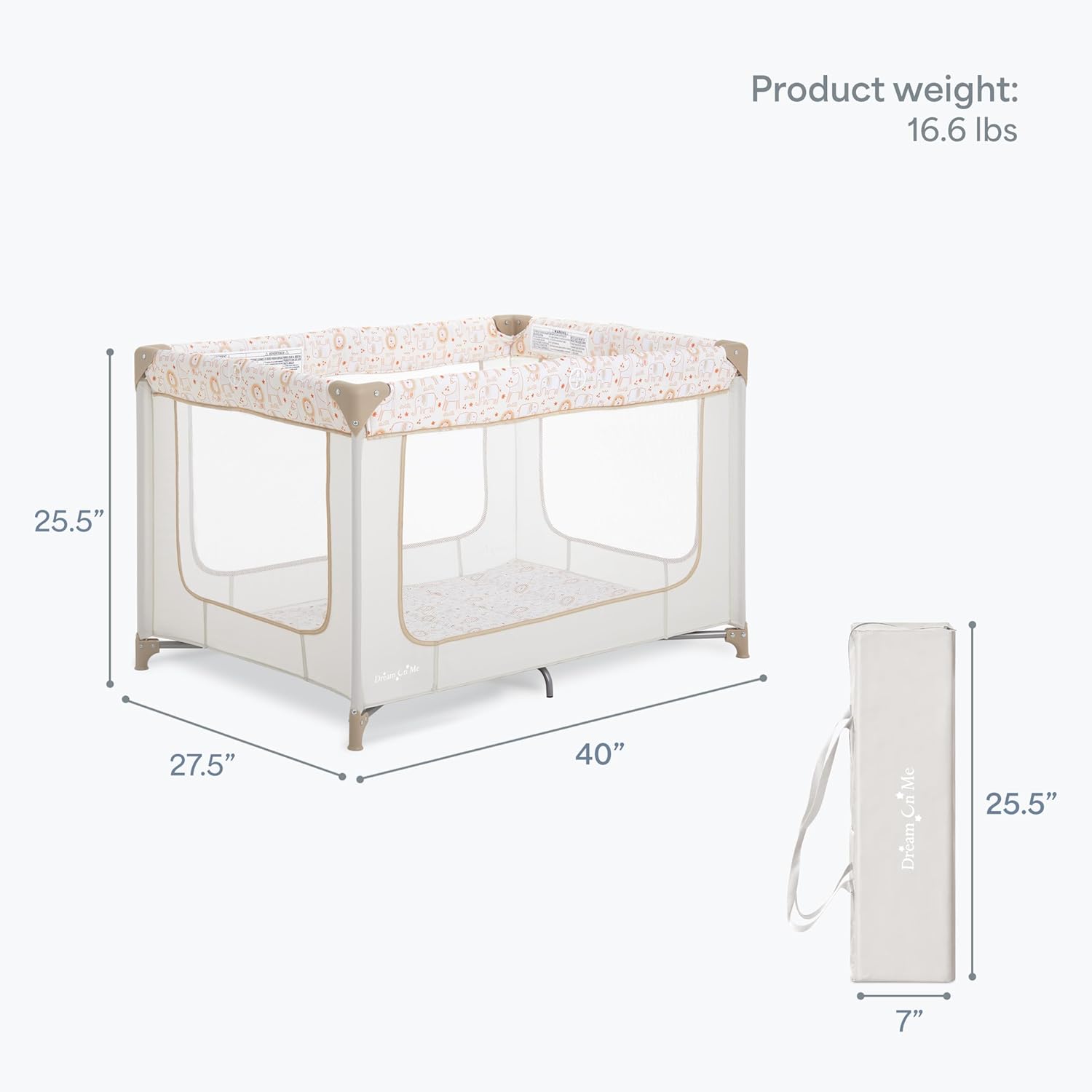 Alternative view of Dream On Me Zodiak Baby Playard, Breathable Mesh Sides, Soft Comfortable Mattress, Quick & Easy to Fold with Travel Carry Bag, Compact Space Saving Design - Beige