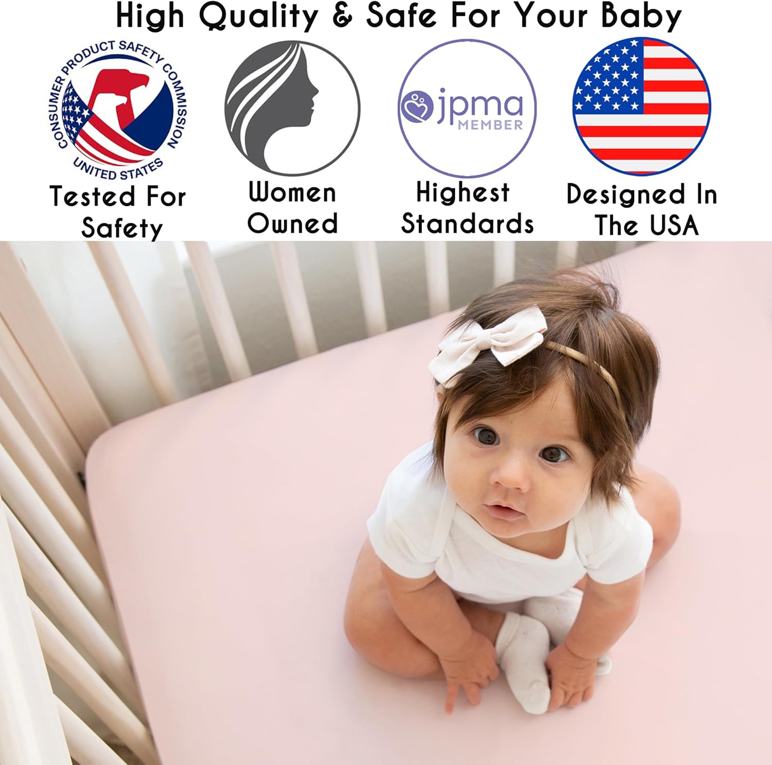 Alternative view of Sweet Jojo Designs 4-Piece Baby Crib Bedding Set (Pink Boho Floral) for Girls, Infants/Nursery incl. Blanket, Fitted Sheet, Skirt, Diaper Stacker (Watercolor, Bohemian, Wildflower, Vintage, Elegant)