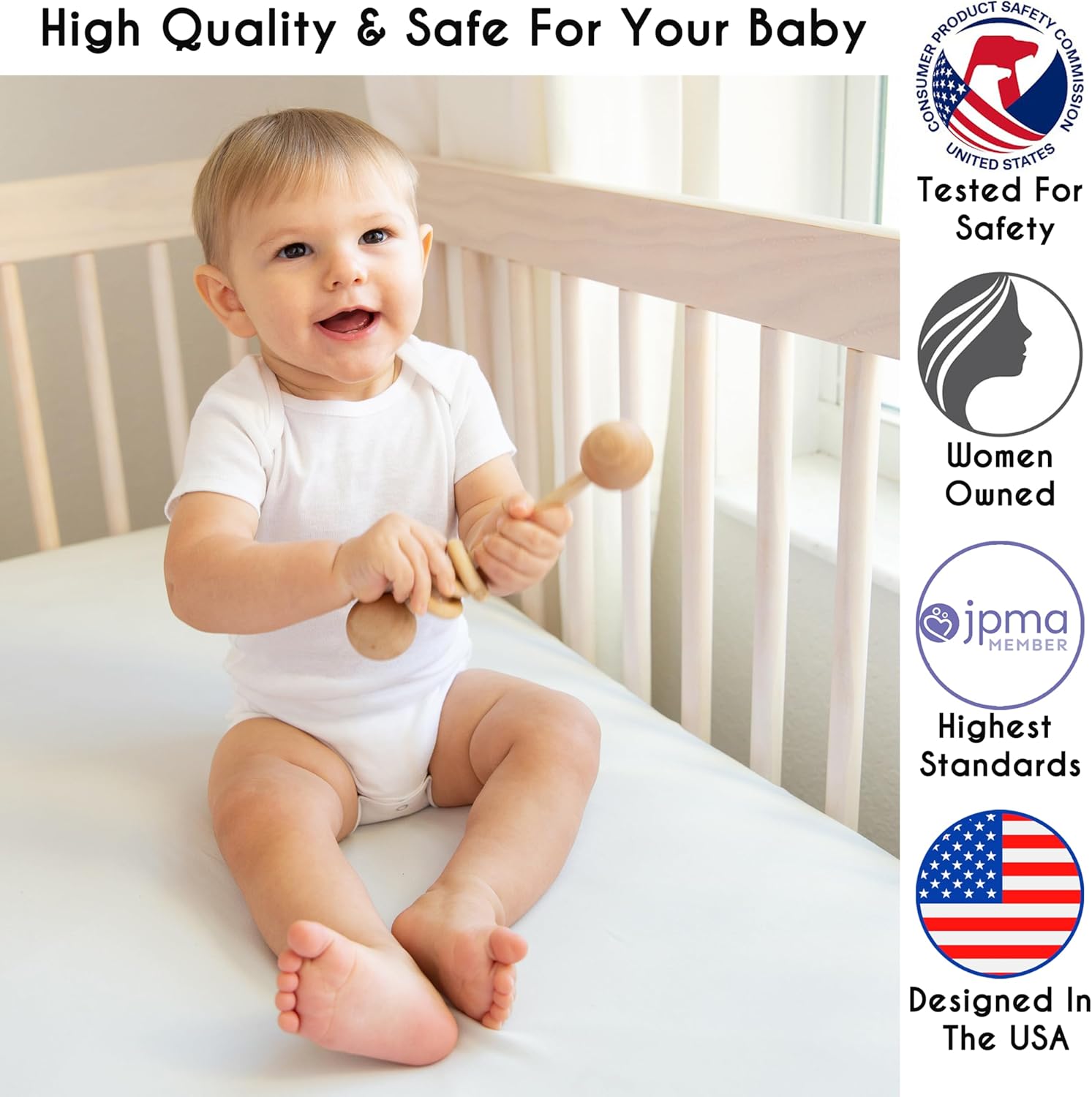 Alternative view of Sweet Jojo Designs 4-Piece Baby Crib Bedding Set (100% Cotton Ivory Boho) for Boys or Girls, Infants/Nursery incl. Blanket, Fitted Sheet, Skirt, Diaper Stacker (Neutral Bohemian, Farmhouse Minimalist)