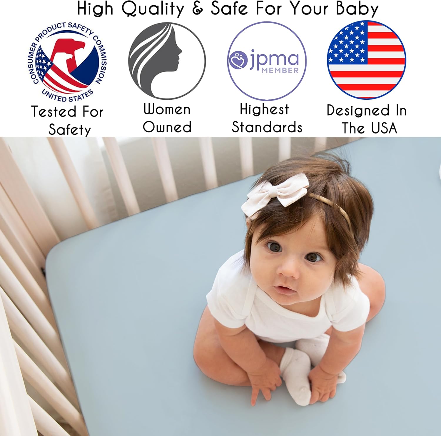 Alternative view of Sweet Jojo Designs 4-Piece Baby Crib Bedding Set (Ocean Seashells) for Boys or Girls, Infants/Nursery incl. Blanket, Fitted Sheet, Skirt, Diaper Stacker (Nautical, Beach Theme, Watercolor, Coastal)