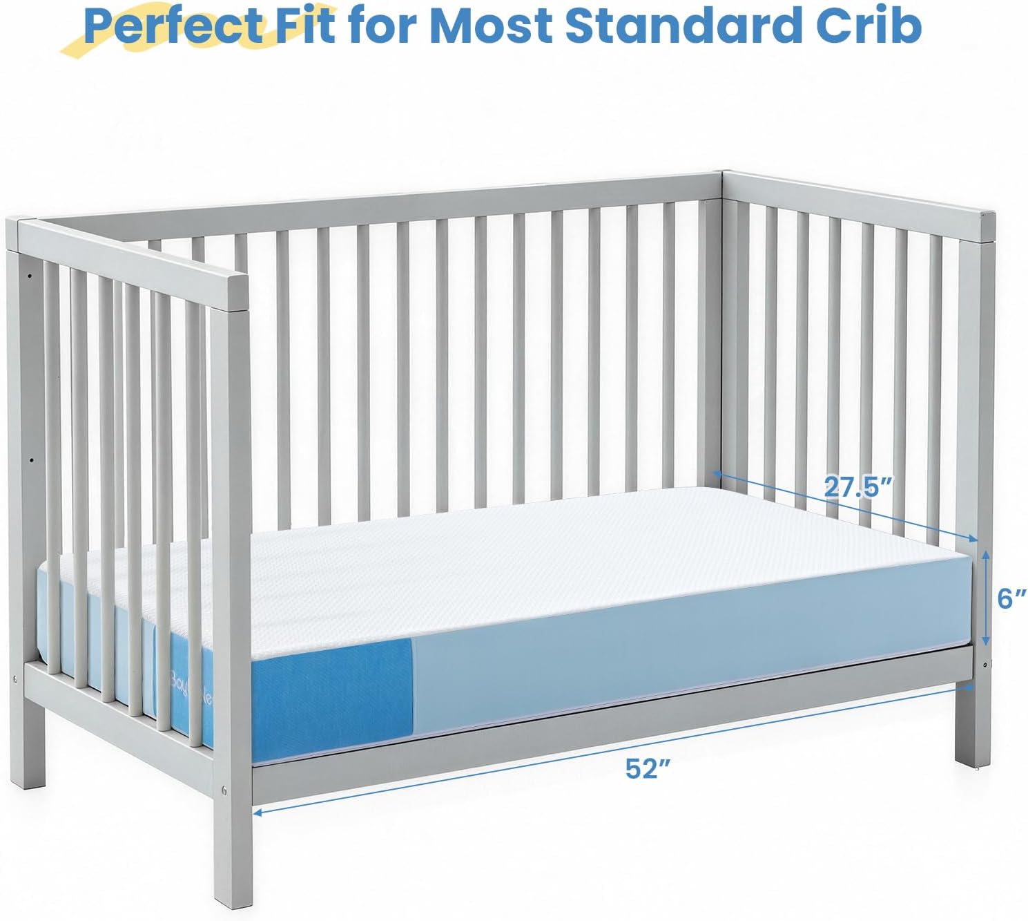 Alternative view of BaybyNest 6" Crib Mattress, Dual-Sided Knitted Cover, Ultra Breathable & Skin-Friendly for Infant All-Night Comfort - CertiPUR-US Certified (Blue)u200B