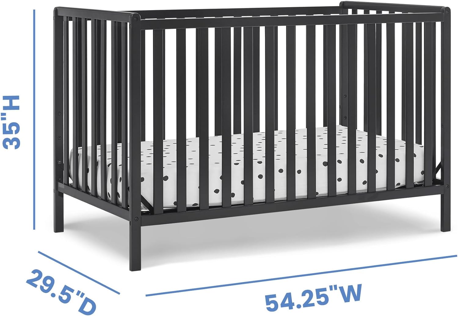 Alternative view of Delta Children Heartland 4-in-1 Convertible Crib, Black + Twinkle Galaxy Crib and Toddler Mattress (Bundle)