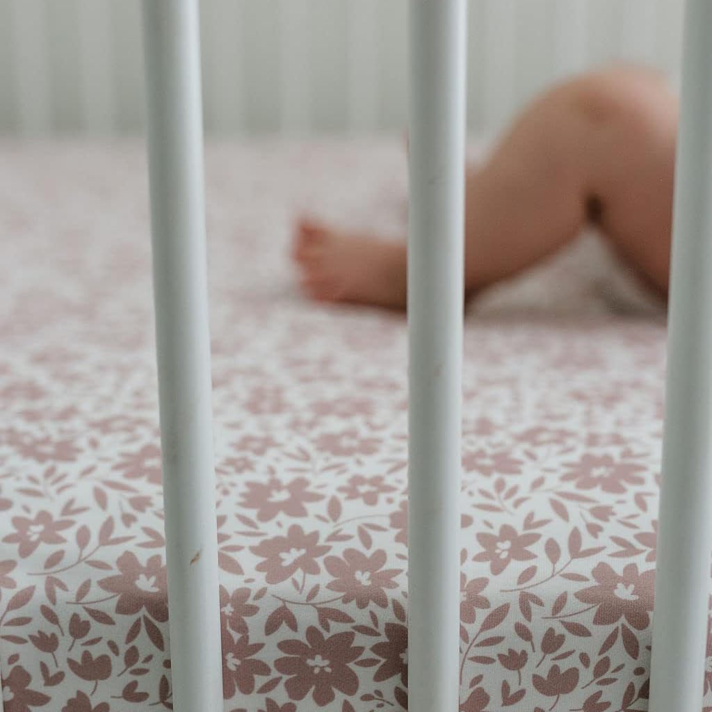 Crib Sheets Neutral - Fitted Baby Crib Sheets Bed for Girl Boy - 2 Pack Standard & Toddler Mattress (Antique Rose) - Buttery Soft Organic Cotton Blend - Image 6