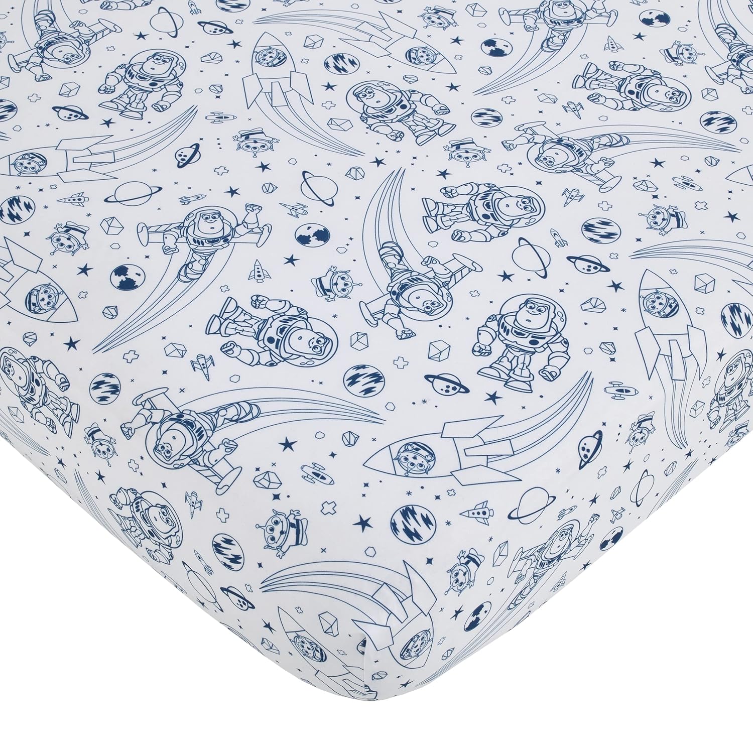 Alternative view of Disney Toy Story Outta This World Blue and Gray 3 Piece Nursery Crib Bedding Set - Comforter, Fitted Crib Sheet, and Crib Skirt