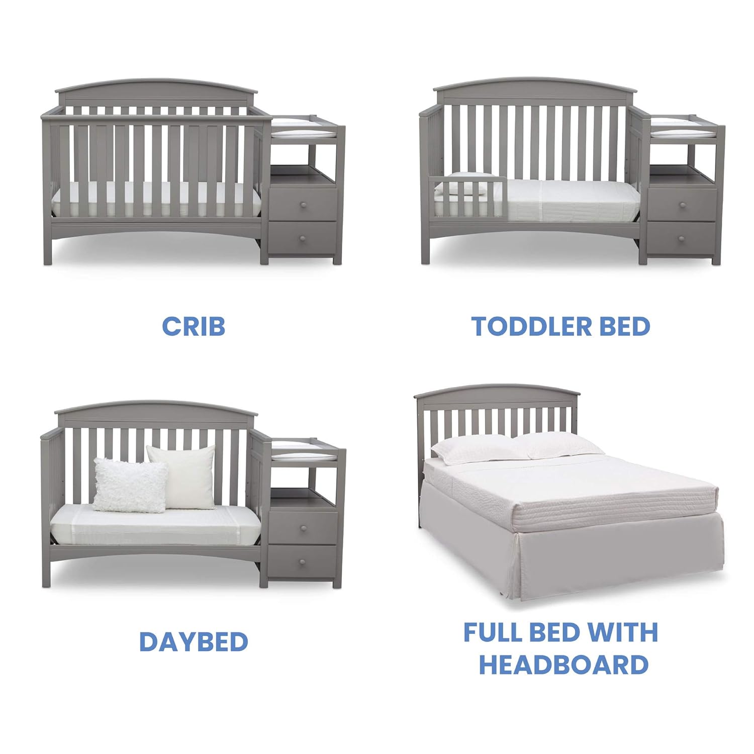 Delta Children Abby Convertible Crib 'N' Changer, Grey + Serta Perfect Slumber Dual Sided Recycled Fiber Core Crib and Toddler Mattress (Bundle) - Image 6