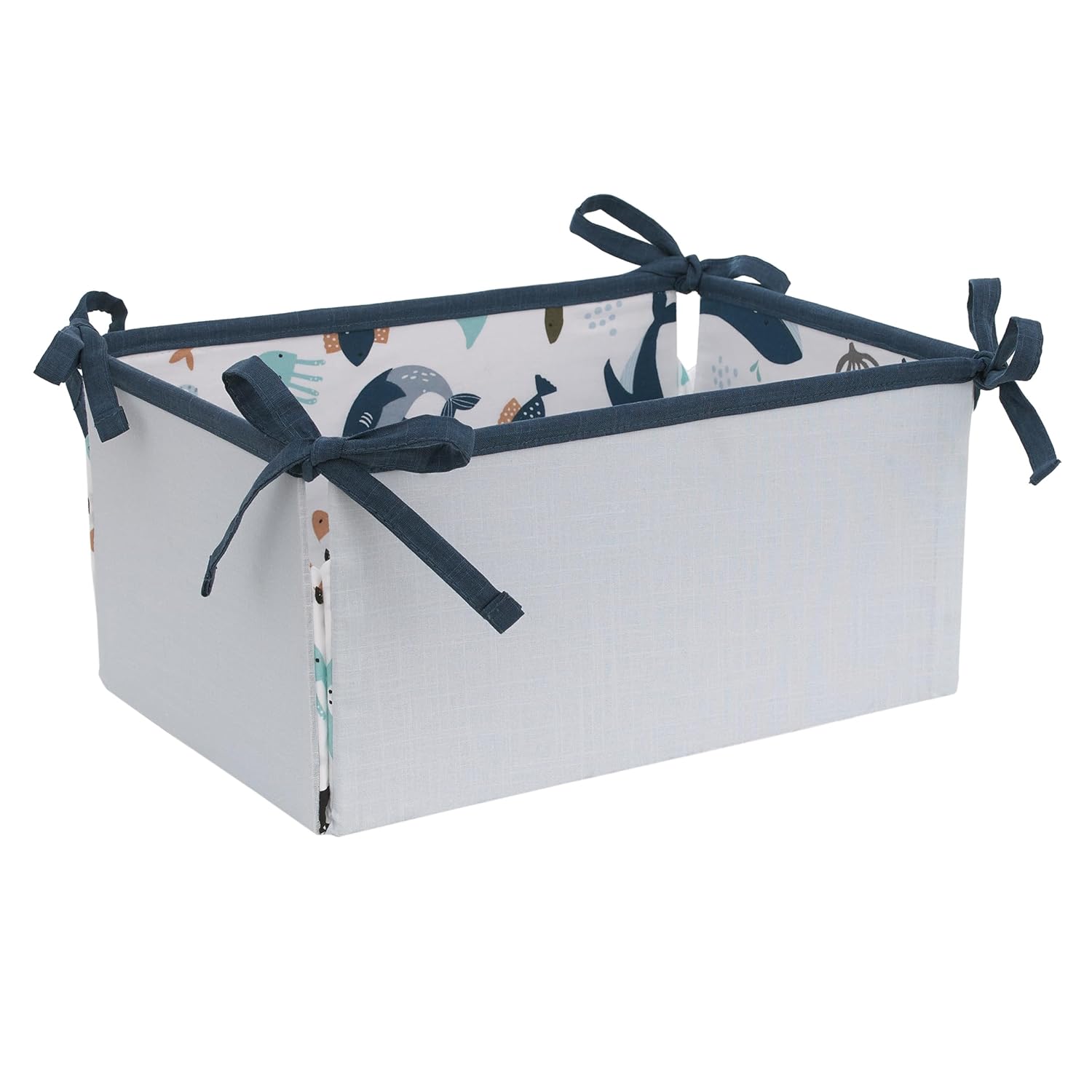 NoJo Explore Dream Discover Light Blue, Navy, Gray and Coral Ocean 4 Piece Nursery Crib Bedding Set - Comforter, 100% Cotton Fitted Crib Sheet, Crib Skirt and Nursery Organizer - Image 4