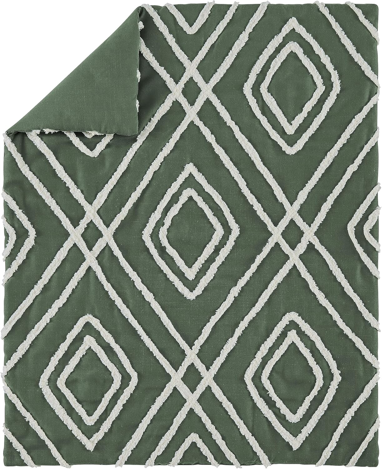 Alternative view of Sweet Jojo Designs Dark Green Boho Arrow Boy Girl Gender Neutral Baby Crib Bedding Set Infant Nursery Room Blanket Fitted Sheet Skirt Diaper Stacker 4p Modern Bohemian Farmhouse Southwest Diamond Tuft