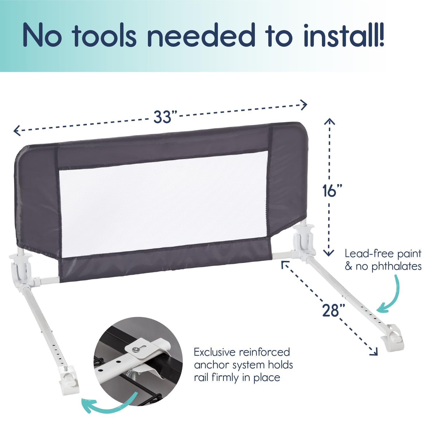 Alternative view of Hiccapop Convertible Crib Bed Rail for Toddlers, Crib Rail Guard with Reinforced Anchor Safety