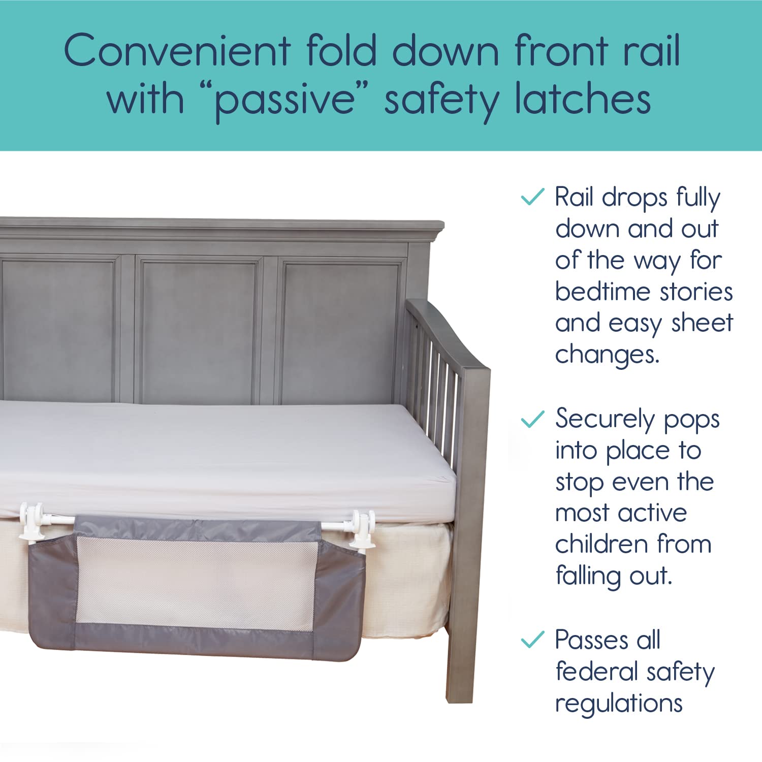 Hiccapop Convertible Crib Bed Rail for Toddlers, Crib Rail Guard with Reinforced Anchor Safety - Image 3