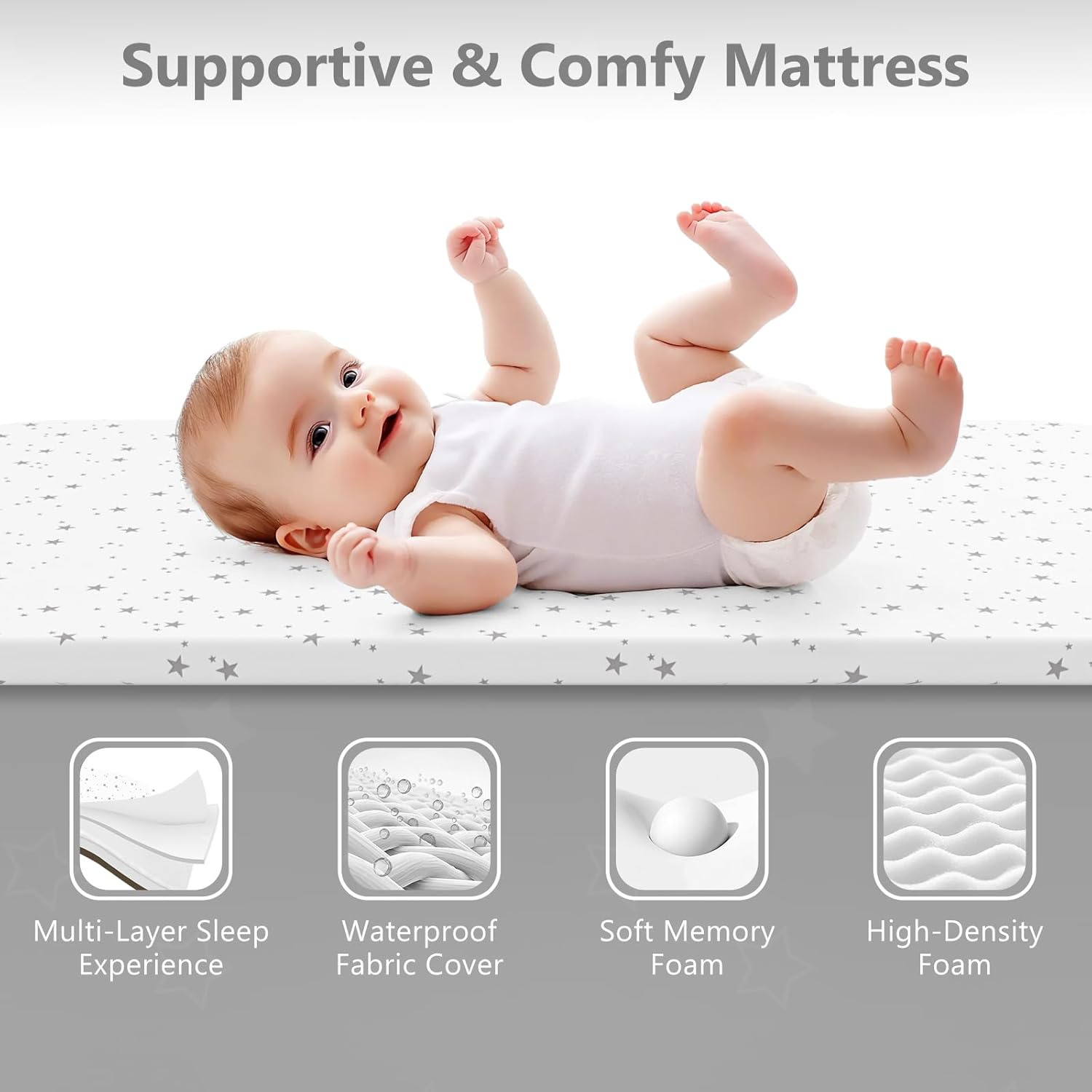 BIUSIKAN 3 in 1 Baby Bassinet, Rocking Bassinet Bedside Sleeper with Comfy Mattress and Breathable Mesh, 6 Height Adjustable & Upgraded Wheels Portable Bedside Crib for Newborn - Image 3